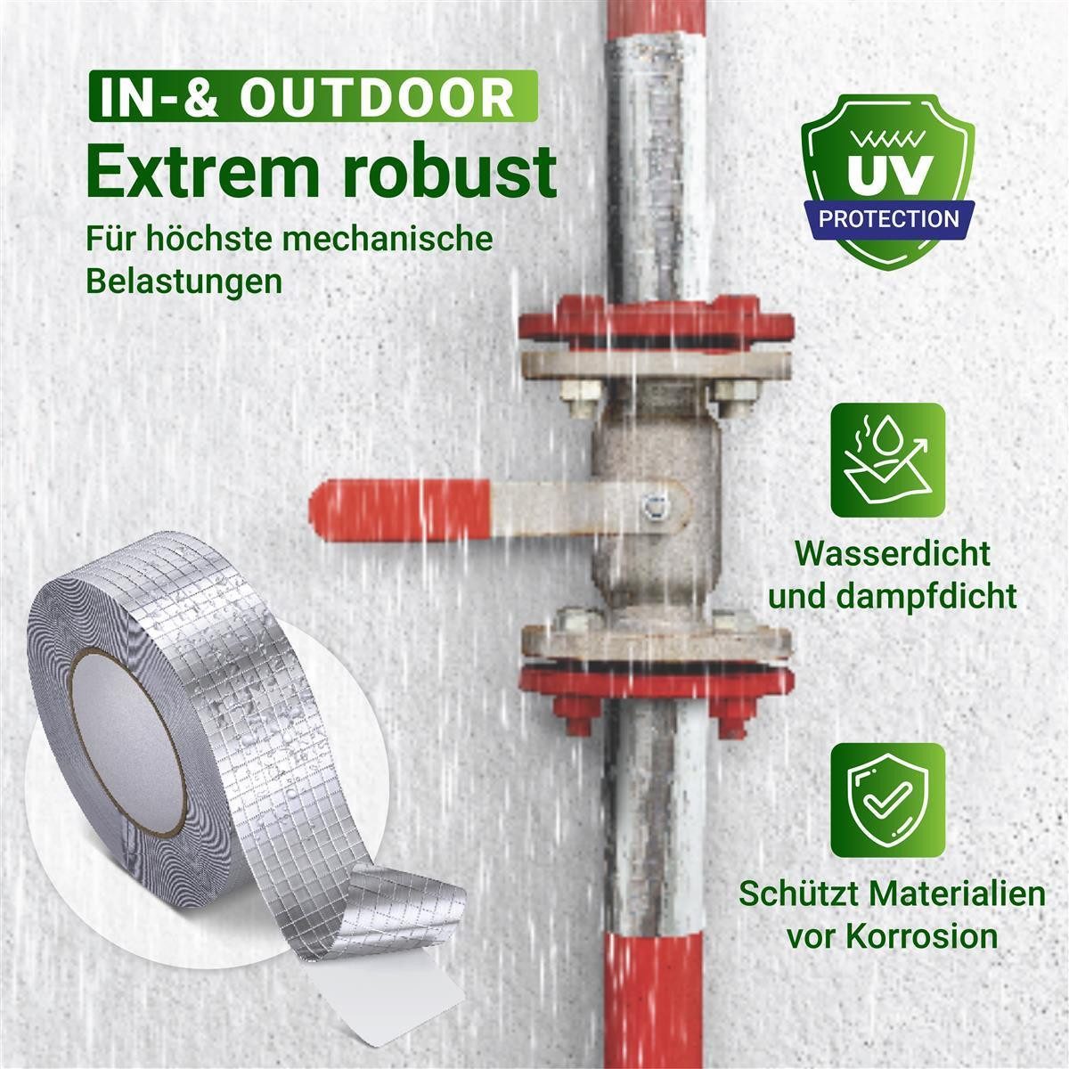 varivendo Dampfsperrklebeband Aluminium Klebeband netzverstärkt 43mm x 20m (Rolle, 1-St., Aluminium Klebeband) Aluklebeband Aluminium-Klebeband Gitternetzverstä – Bild 4 von 5