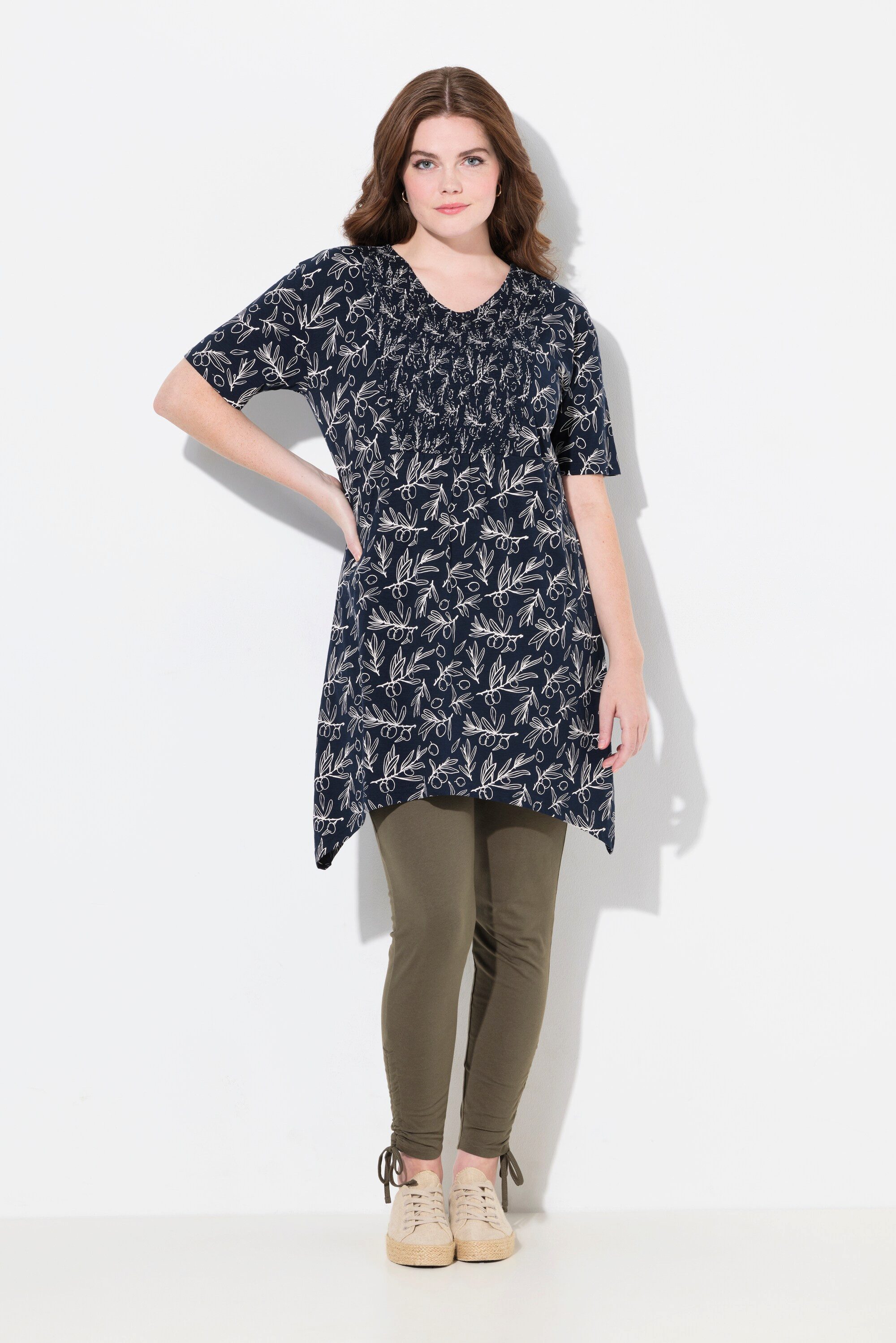 Ulla Popken Longshirt Longshirt A-Linie V-Ausschnitt günstig online kaufen