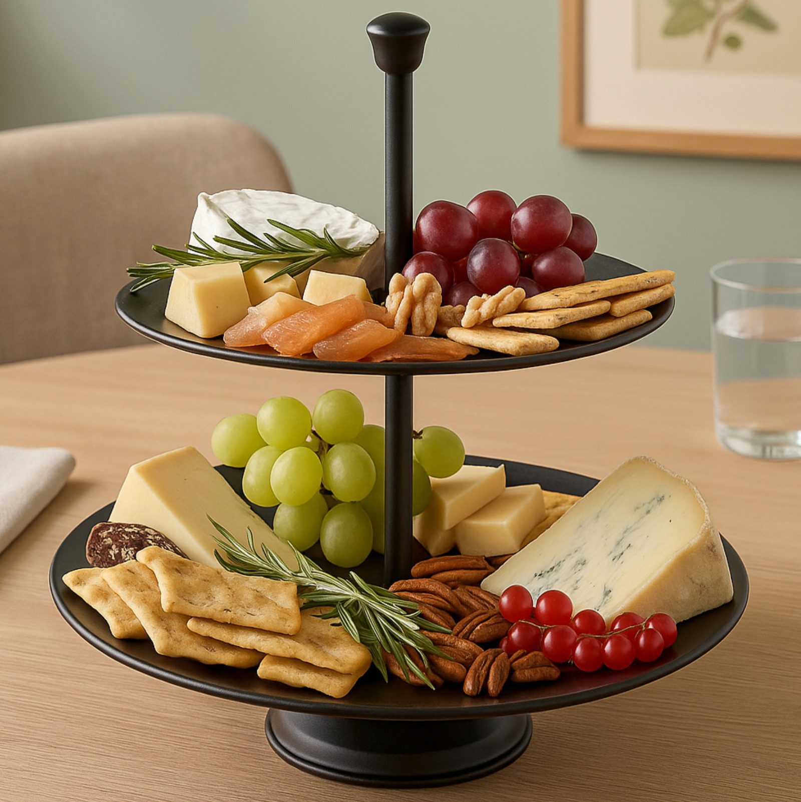 Koopman Etagere Servierständer Etagenständer 2 Etagen Schwarz Mefall, Metall, (1-tlg), Schwarz, Metall, 2 Ebenen, Servierständer, Anrichte