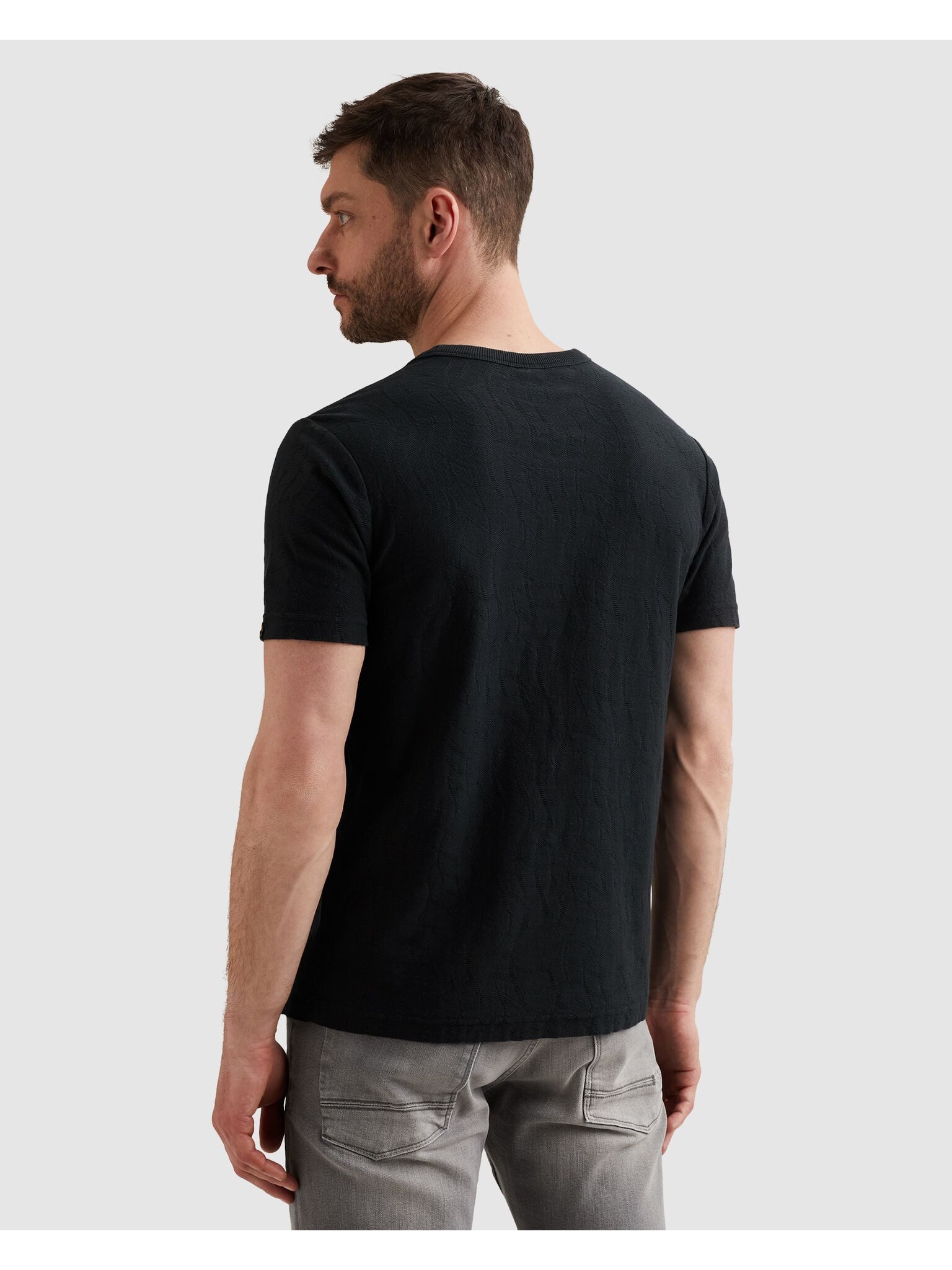 PME LEGEND T-Shirt Short sleeve r-neck jacquard jersey mit Logo Stickerei