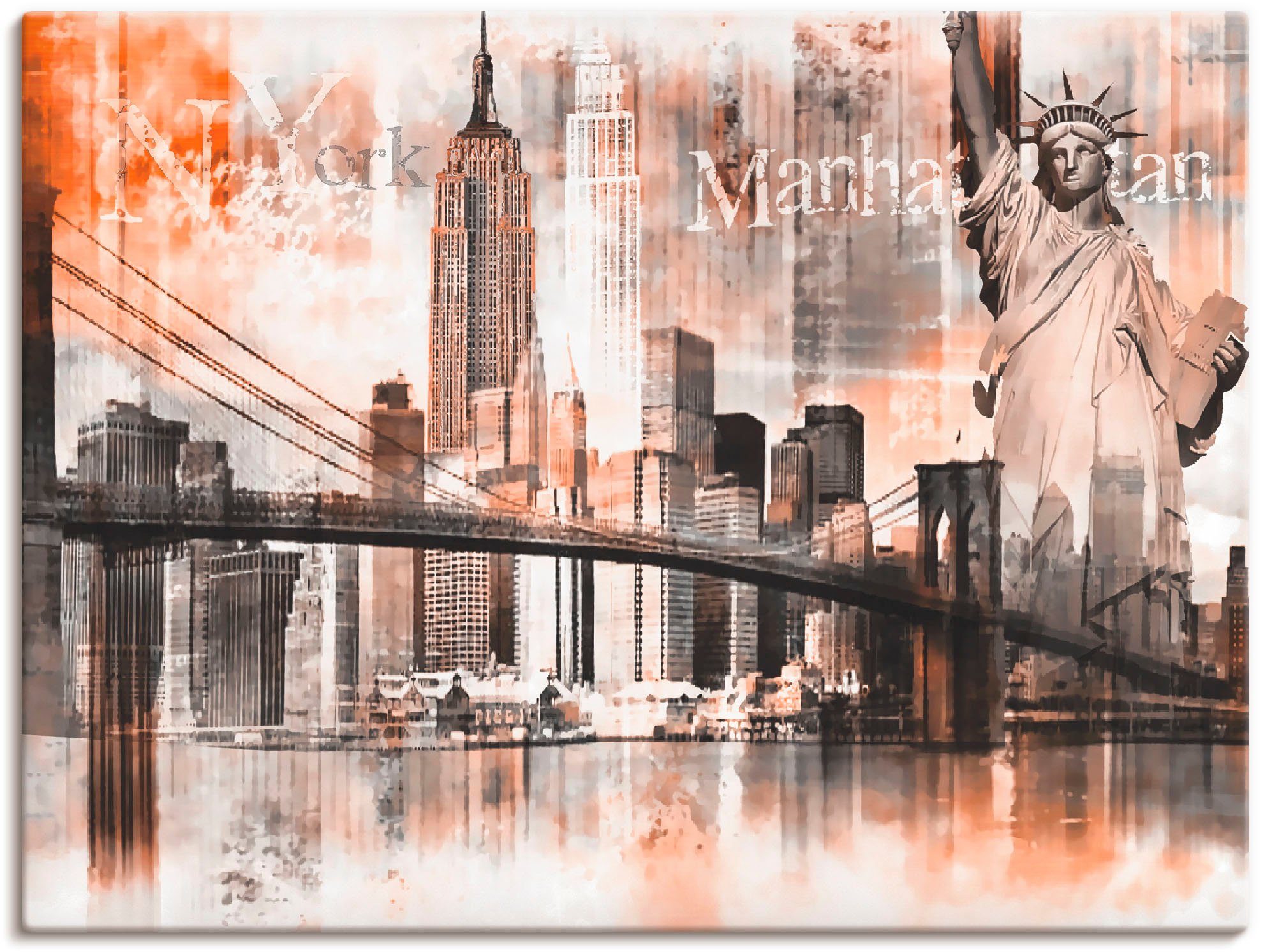 Artland Leinwandbild New York Skyline Collage V, Amerika (1 St), auf Holzrahmen gespannt