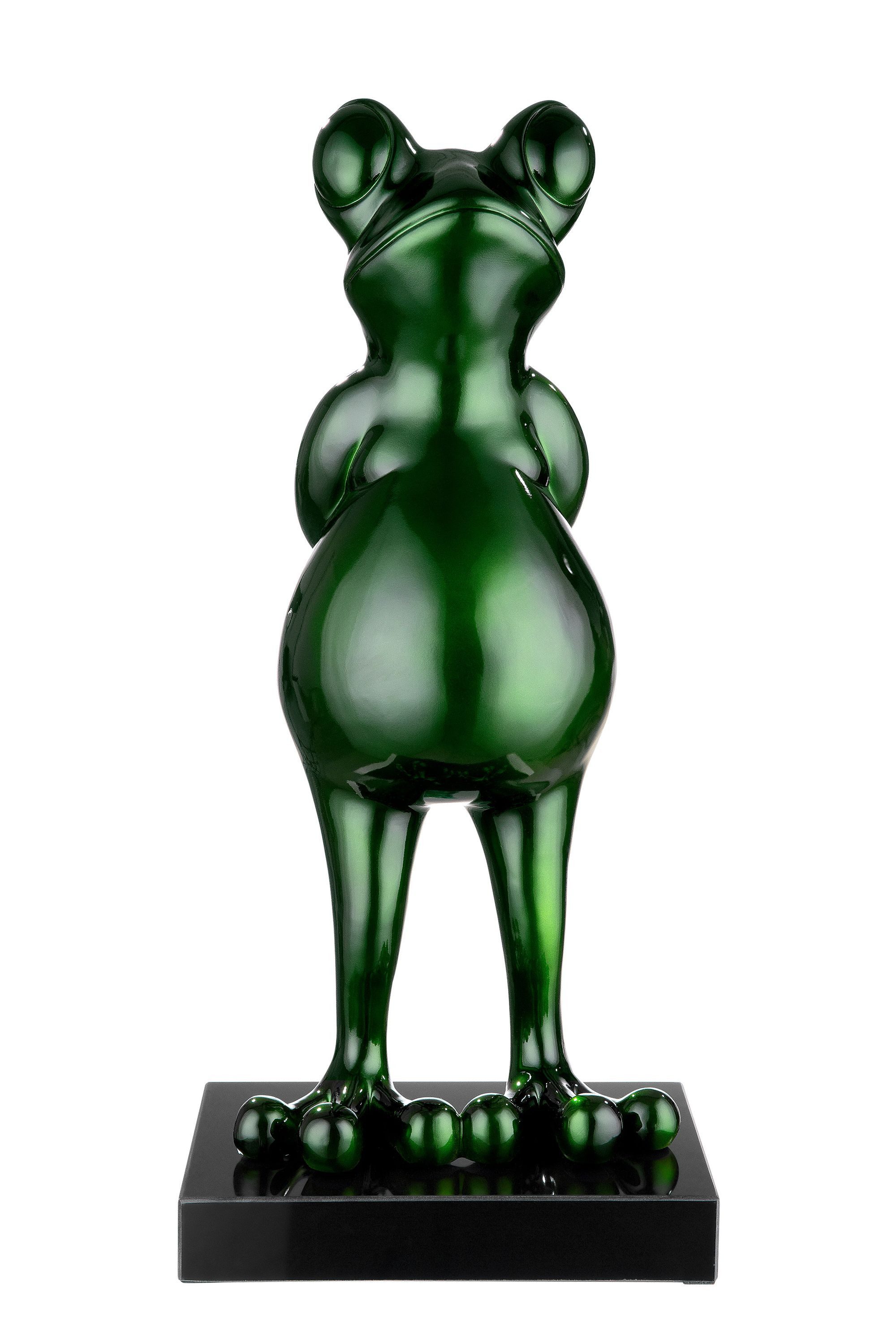 GILDE Skulptur FROG Skulptur - grün - Kunstharz, Marmor - H. 68cm x B. 32cm - Figur (1 Stück), Große Frosch Dekoskulptur - Einzigartige Figur für Ihr Zuhause