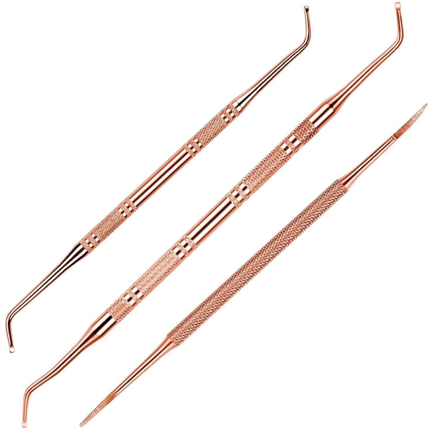 LuxusKollektion Pflege-Set Eckenheber Nagelfeile Edelstahl Set 3er Zehennägel Fußpflege Rosagold