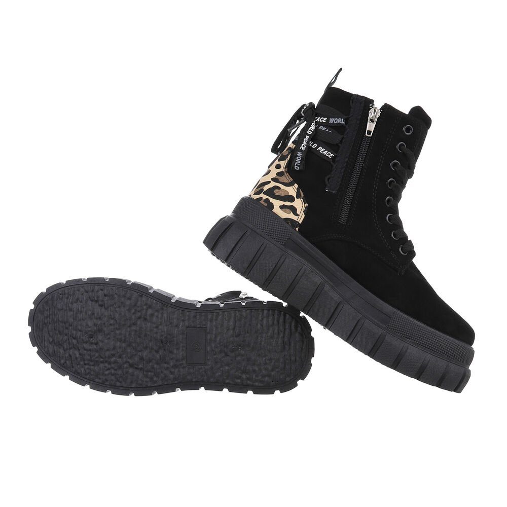 Ital-Design Damen Schnürschuhe Freizeit Schnürstiefelette