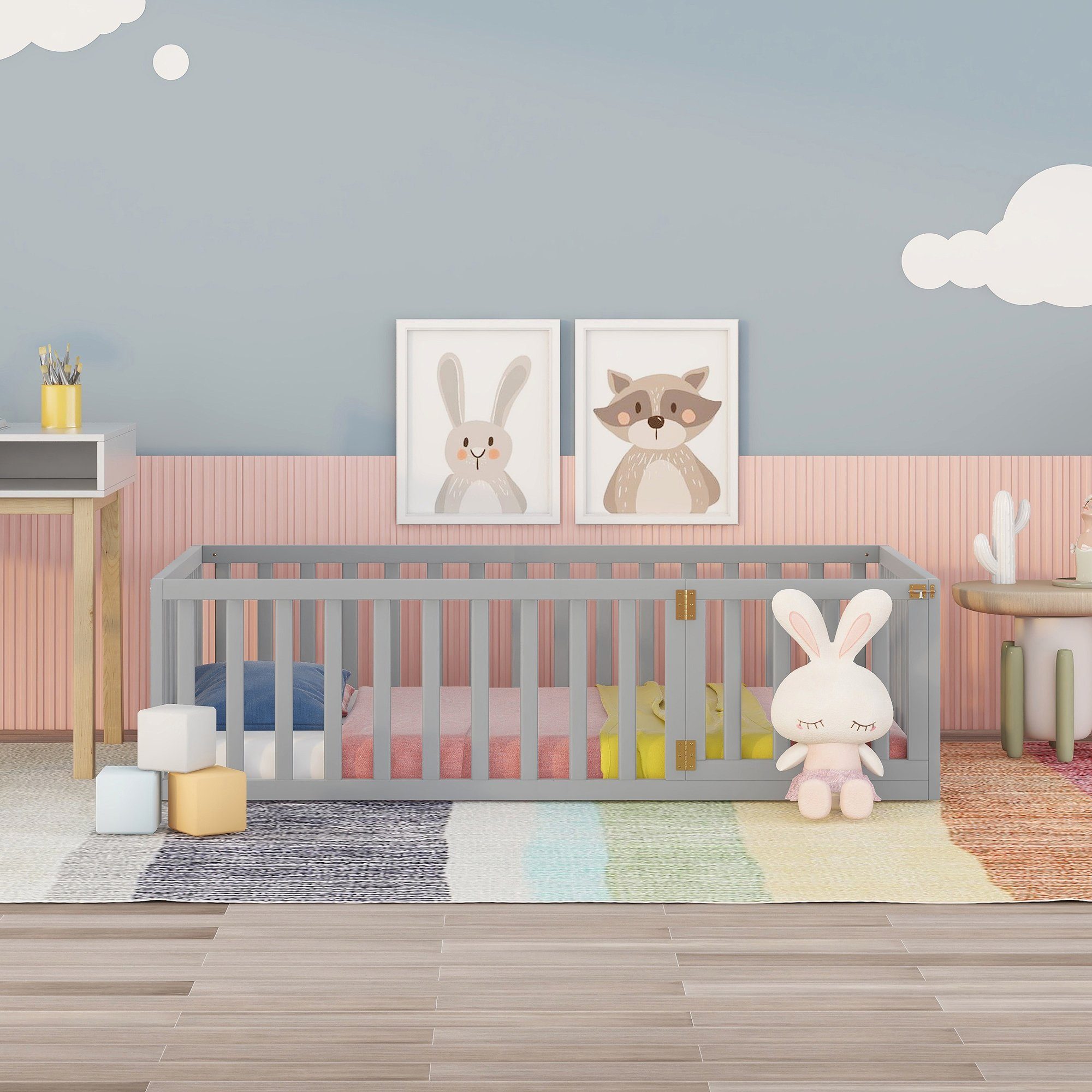 REDOM Bett Kinderbett Massivholzbett Einzelbett (mit günstig online kaufen