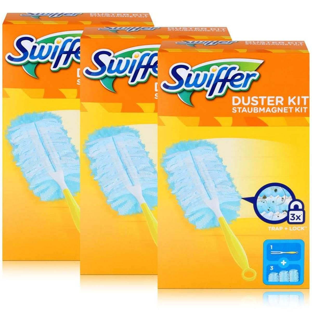 Swiffer Staubmagnet Kit 1 Griff und 3 Tücher, nimmt 3x mehr Staub & Haare  auf und schließt diese ein online kaufen bei