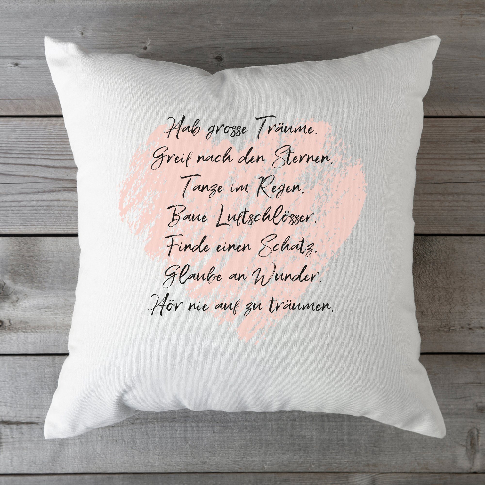 GRAVURZEILE Zierkissen Kissen mit Spruch - Traumsprüche - Geschenk für Kinder -, starke Farben ohne verblassen, Maschinenwäsche geeignet - ohne Füllung
