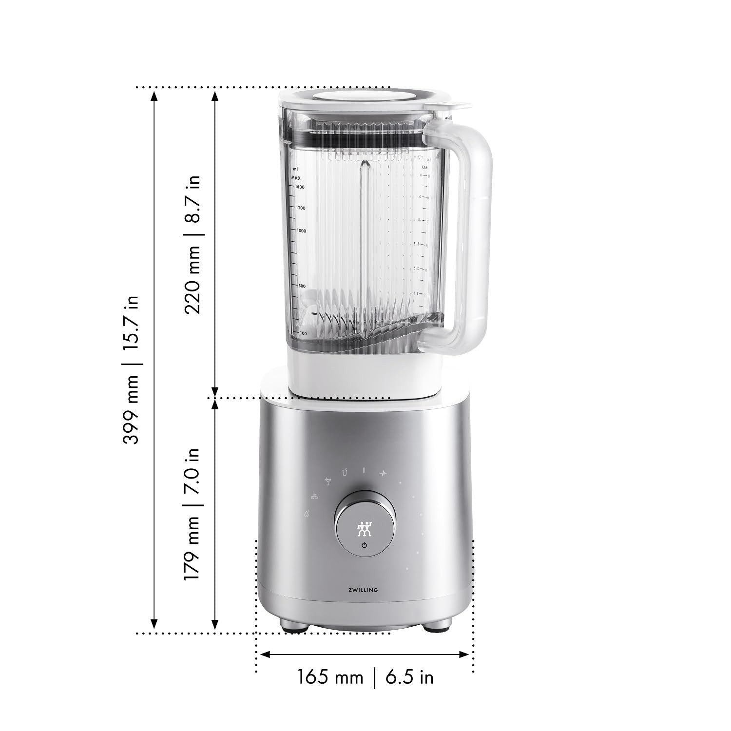 Zwilling Standmixer Enfinigy, Elektrischer Standmixer mit Edelstahl-Klinge