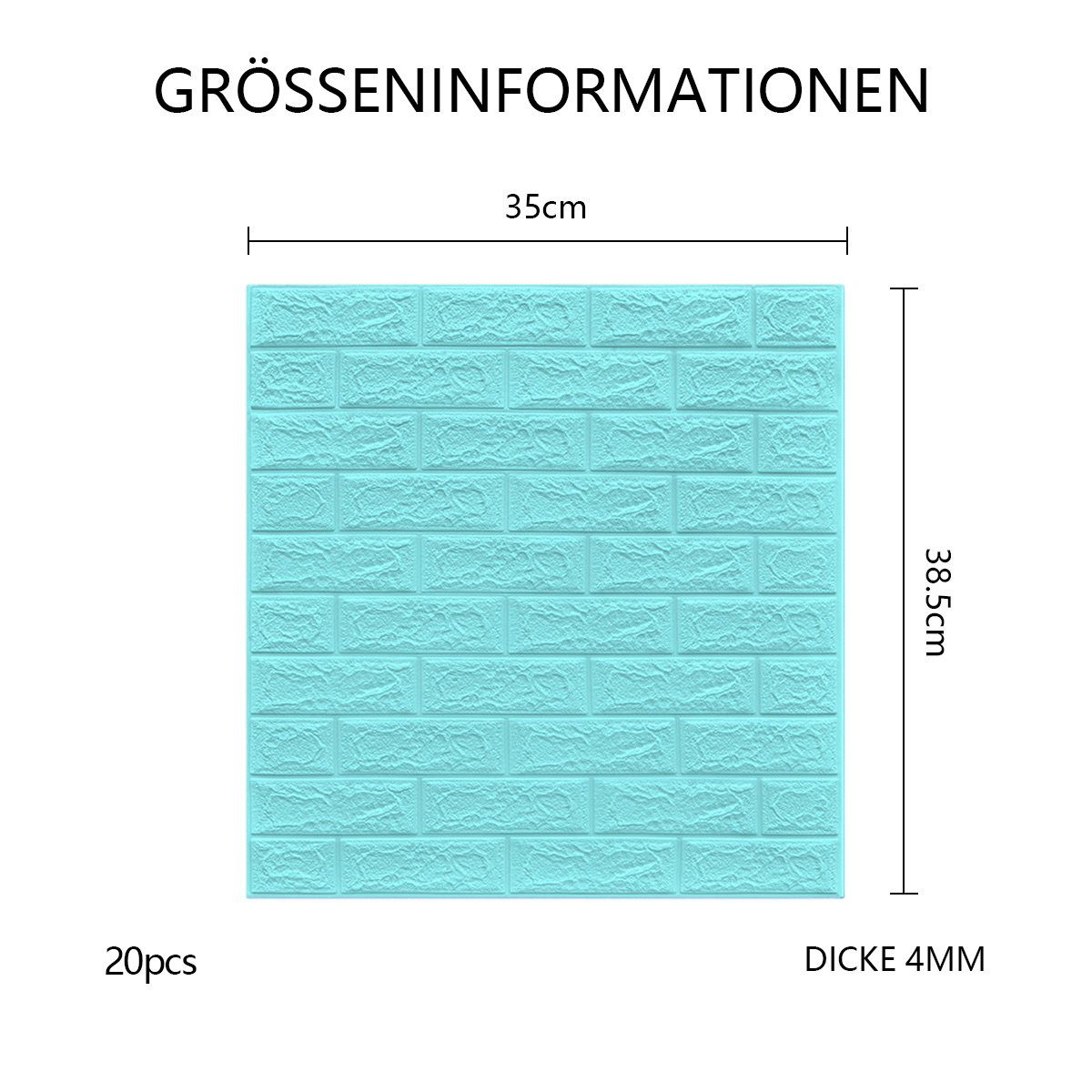 Houhence 3D-Tapete 3D Hellblau Ziegel Wandaufkleber Selbstklebend Wasserdicht DIY Tapete,