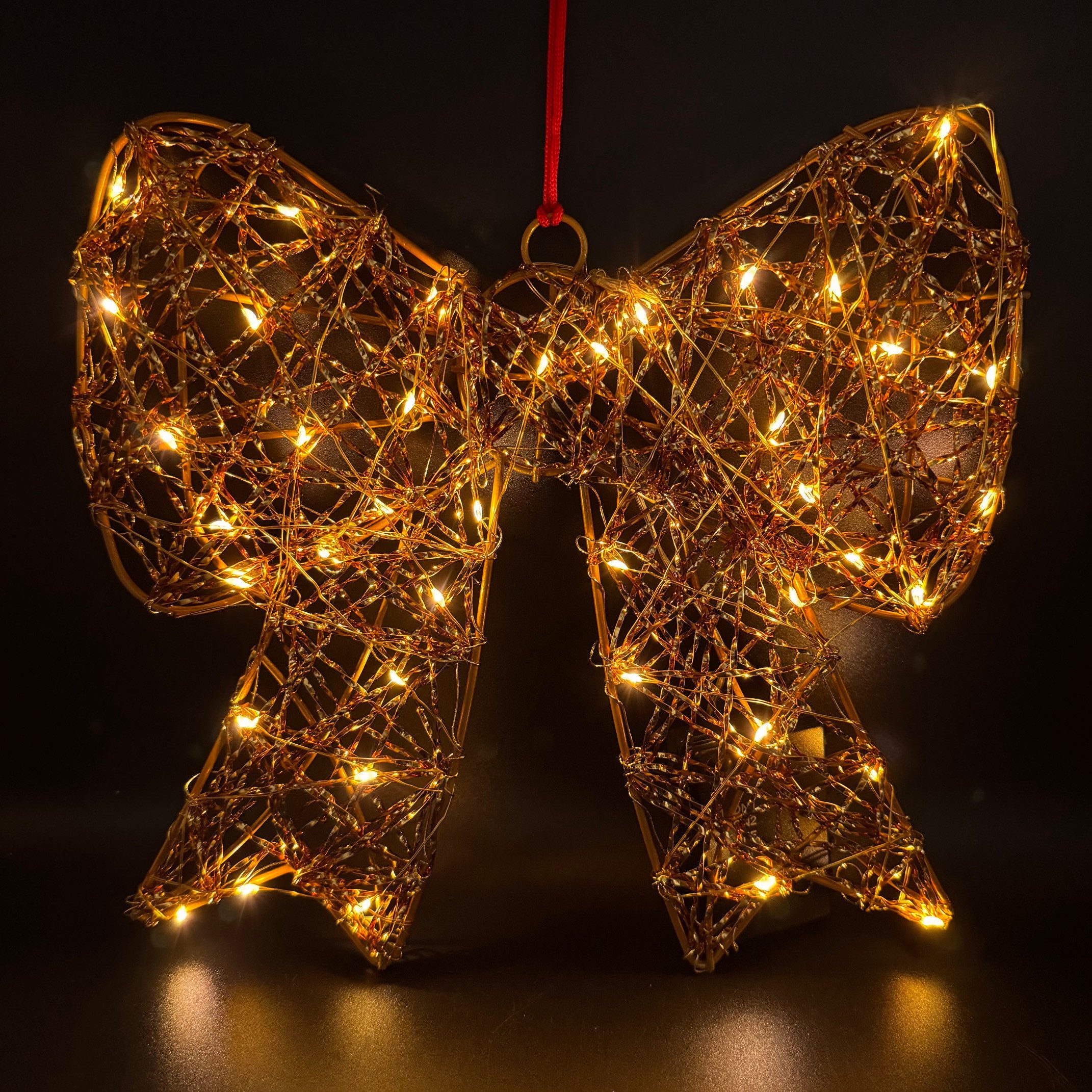 Online-Fuchs Weihnachtsbaumschleife mit LED-Lichterkette und 6-Stunden Timer - Weihnachtsdeko, für den Innen- und geschützten Außenbereich geeignet