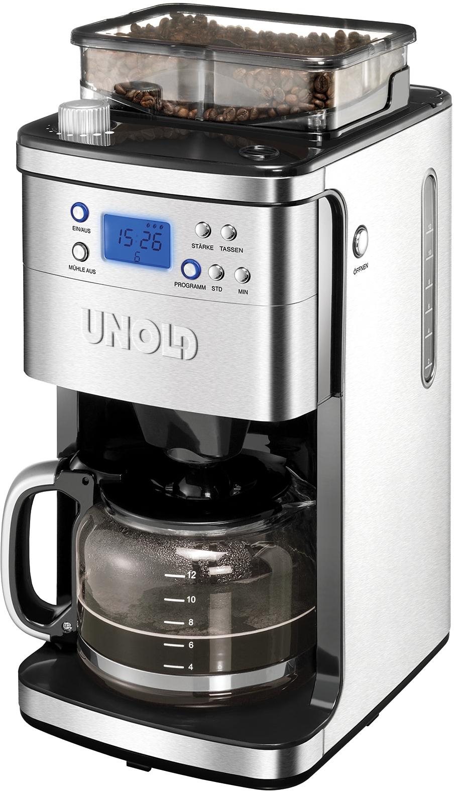 Kaffeemaschine mit Mahlwerk 28736 Mühle, 1,5l Kaffeekanne, Permanentfilter 1x4, für 200g Kaffeebohnen Kaffeemaschine mit Mahlwerk 28736 Mühle, 1,5l Kaffeekanne, Permanentfilter 1x4, für 200g Kaffeebohnen