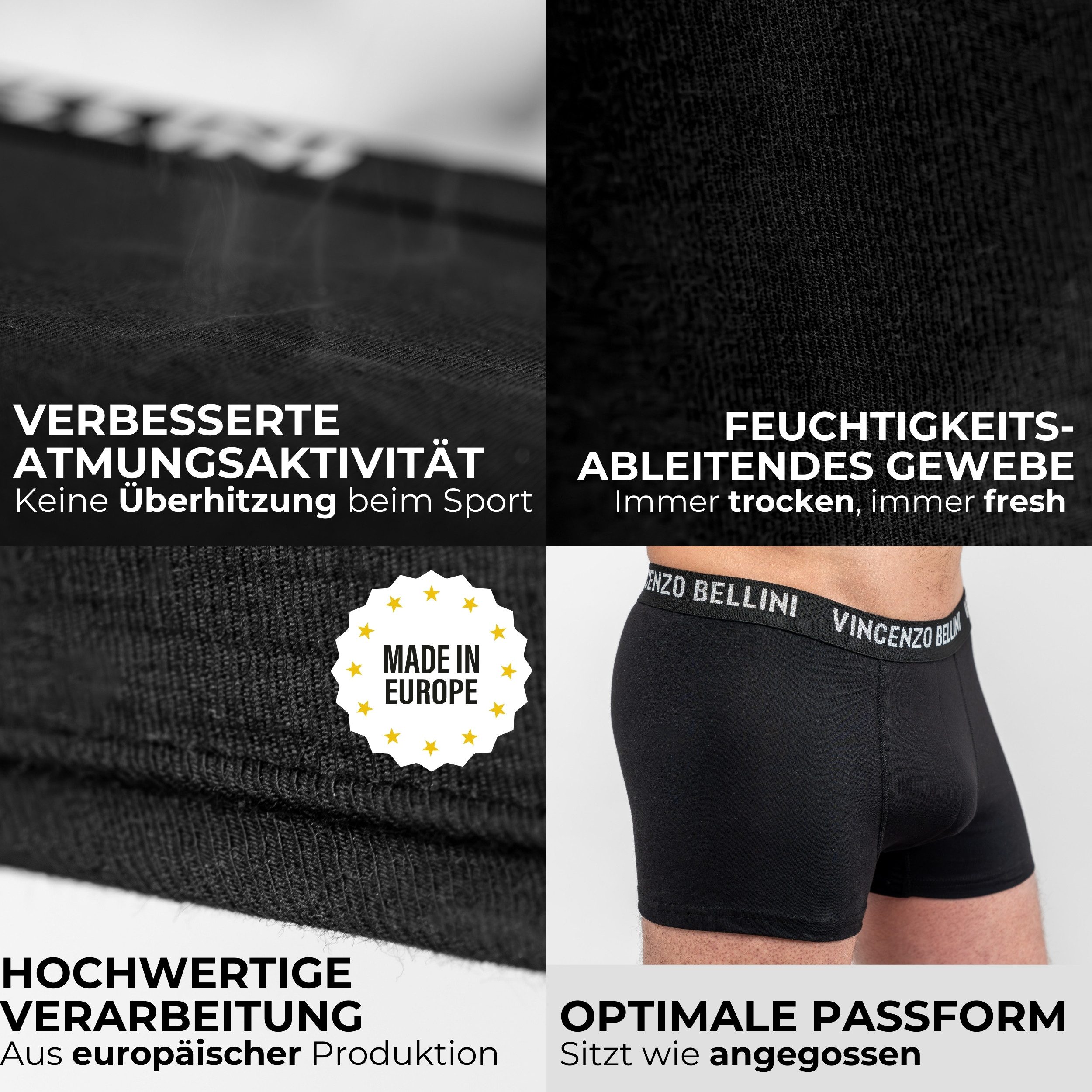 Vincenzo Bellini Boxershorts aus Baumwolle - 3 Farbvarianten - Herren Unter günstig online kaufen