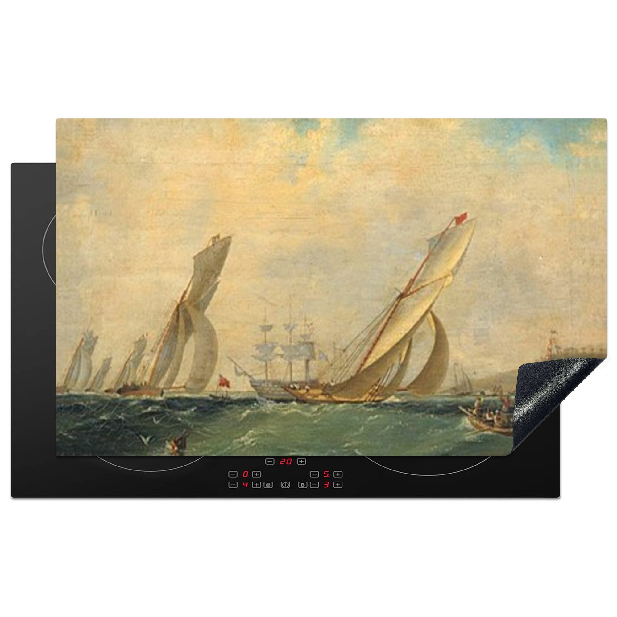 MuchoWow Herdblende-/Abdeckplatte Fregatte auf dem Meer - Gemälde von Ivan Aivazovsky, Vinyl, (1 tlg), 83x51 cm, Ceranfeldabdeckung, Arbeitsplatte für küche