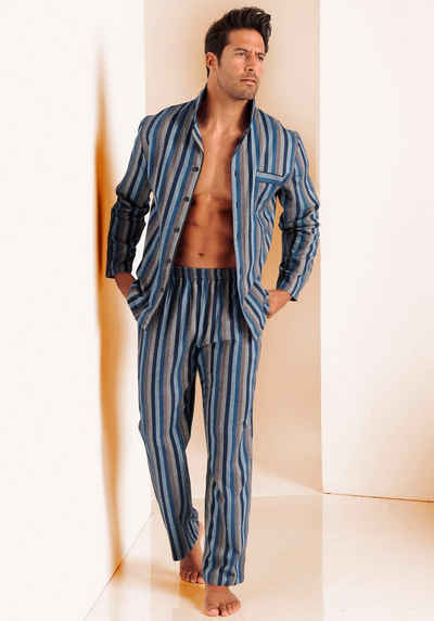 H.I.S Pyjama weich aus Flanell im Streifendesign