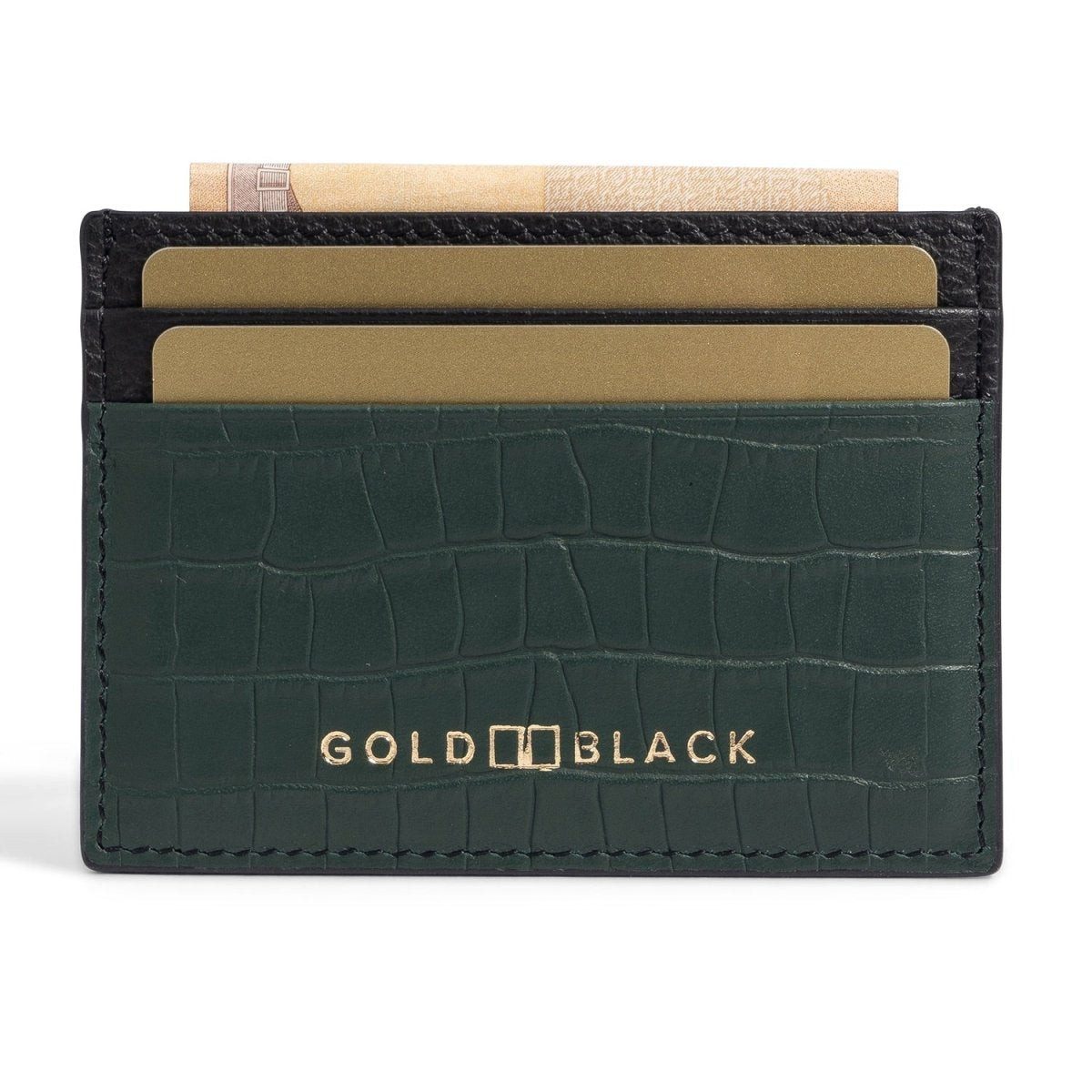 GOLDBLACK Kartenetui GOLDBLACK Kartenetui CrocPrestige aus echtem Leder in grün