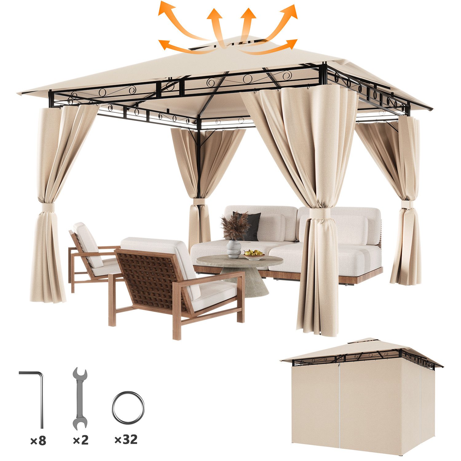 GUNJI Pavillon Gazebo Partyzelt 3*3CM wasserdichter günstig online kaufen