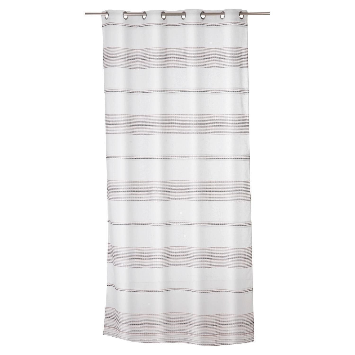 Home4You Vorhang Ösenschal, 140 x 245 cm, Grau, Taupe, Weiß, (1 St), Ösen, halbtransparent, Polyester, Polyester, halbtransparent, mit Querstreifen