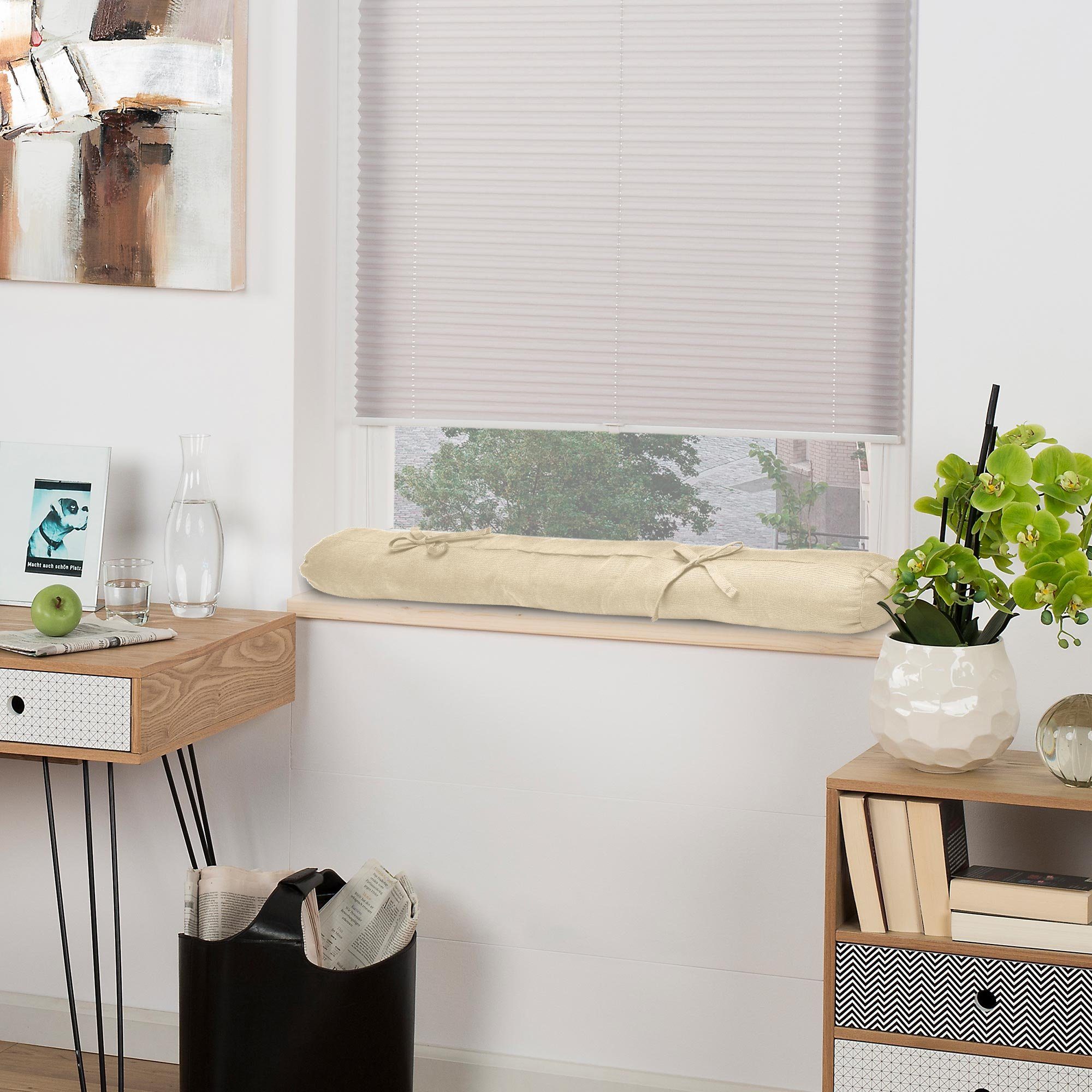 Beautissu Zugluftstopper 2er Set Zugluftstopper 100cm Viento, 100x10cm, Creme, Türluftstopper Haustür Kältestopper für Türen & Fenster – Bild 4 von 5