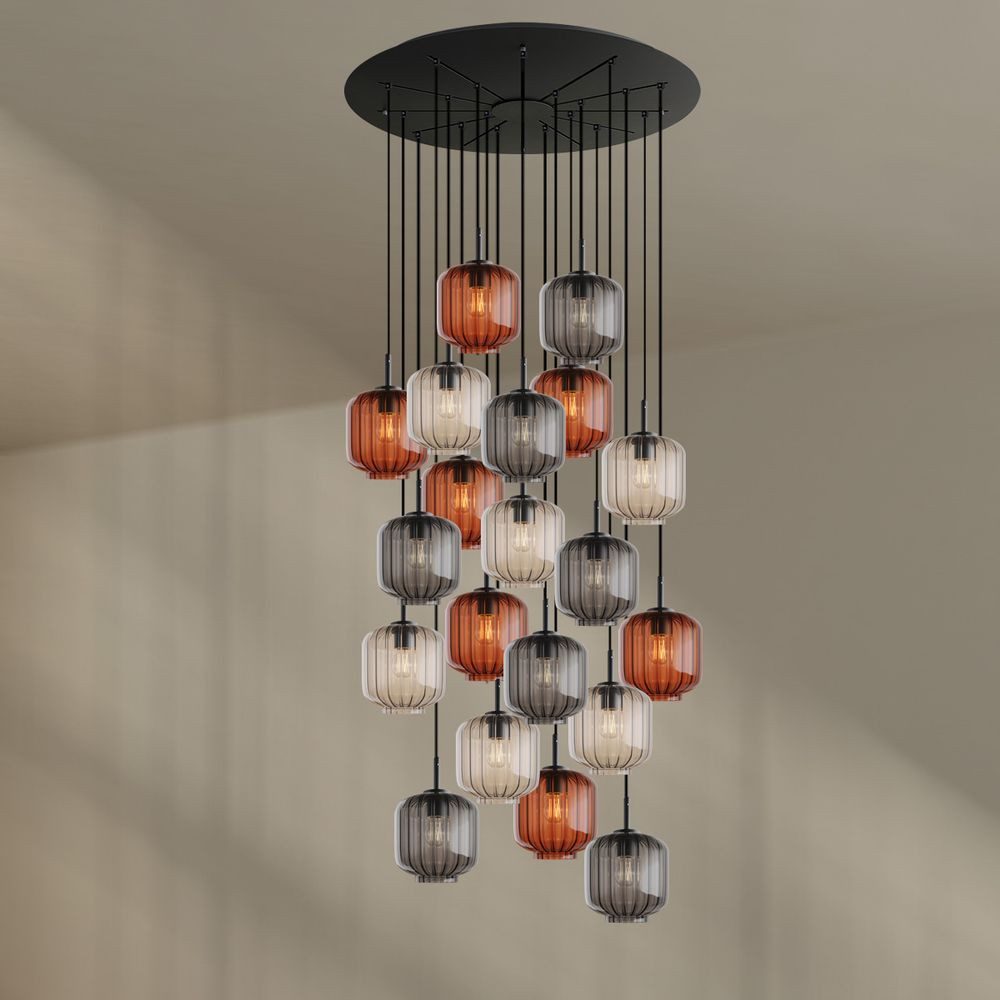 s.luce Pendelleuchte Velo Galerieleuchte 20-flg Ø 120cm Baldachin Ø 20cm Mehrfarbig