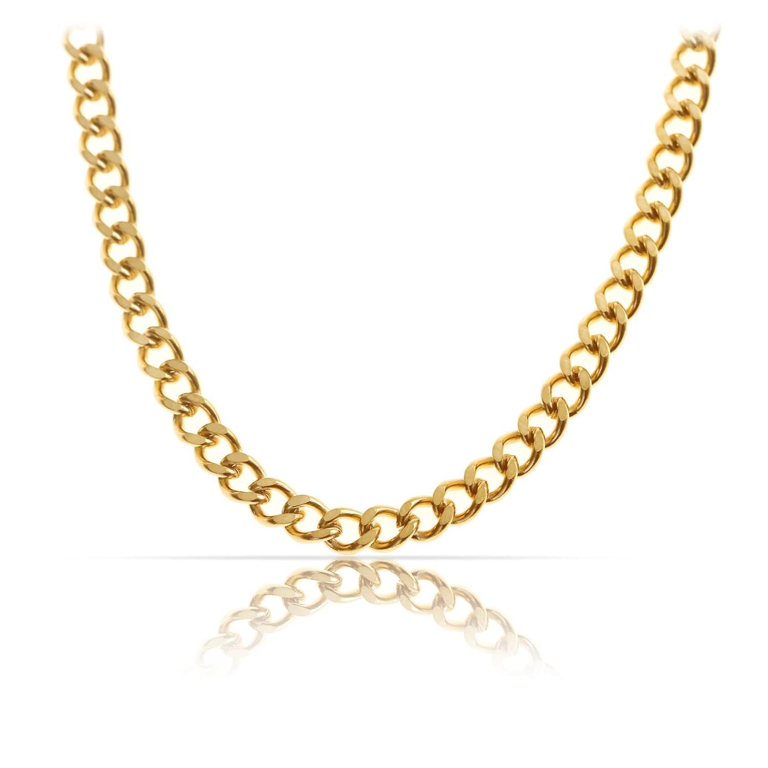 Made by Nami Panzerkette Hochwertige Link Halskette & Robuste Damen Edelstahl Cuban Halskette Chain Gliederkette Herren Gold Königskette, aus