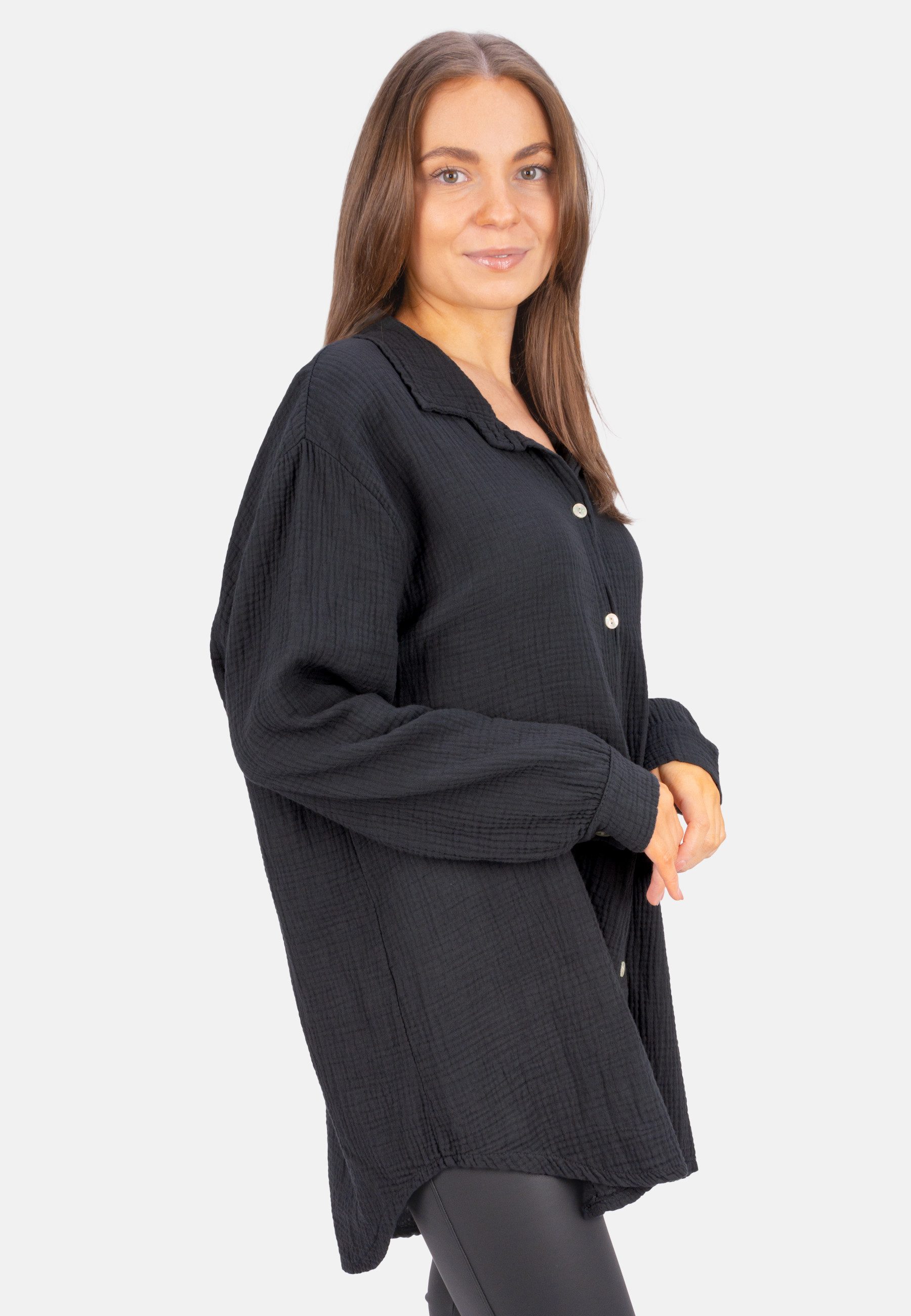 Seasons of April Hemdbluse SUSIE MUSSELIN OVERSIZED Oversized Musselin Bluse 100% Baumwolle, Gr. S/M & L/XL, viele Farben