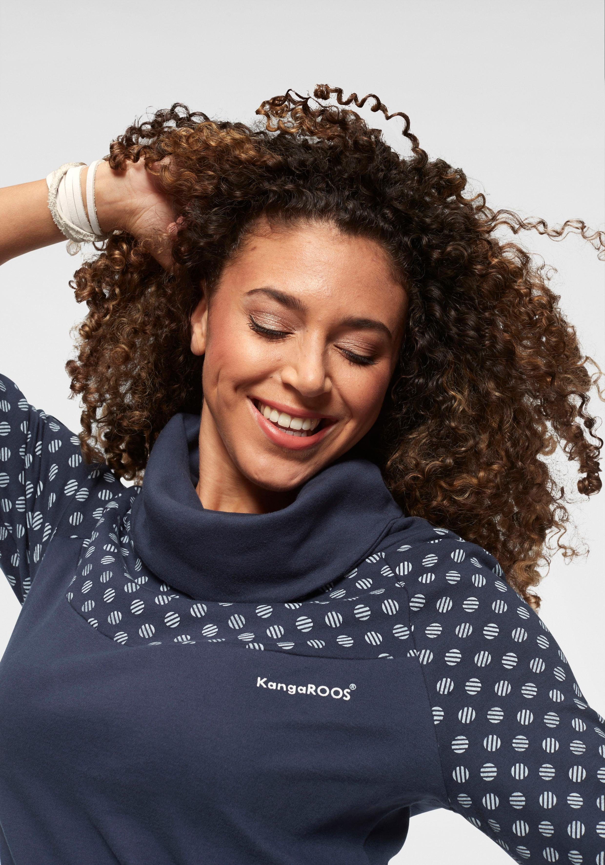 KangaROOS Sweatkleid lang, aus Baumwolle, Langarm, mit breiten Rippbündchen