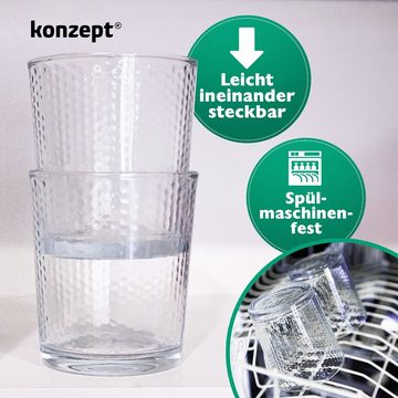 KONZEPT Gläser-Set Transparente Trinkgläser Set 365 ml 6 Stk. Stapelbar, 6-teilig