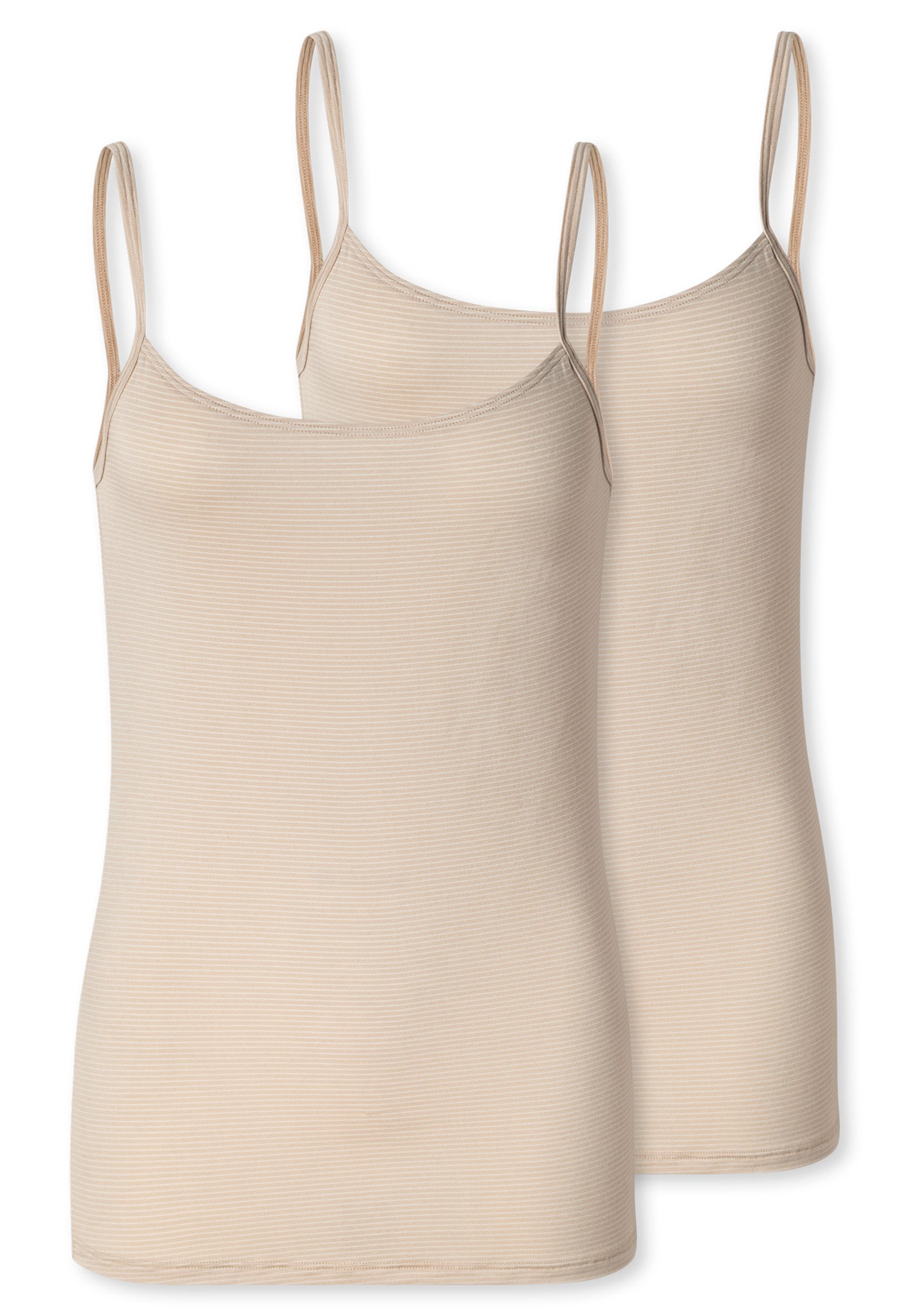 Schiesser Unterhemd Modal Essentials (2er Pack) Single Jersey, schmale Träger, feine Streifen