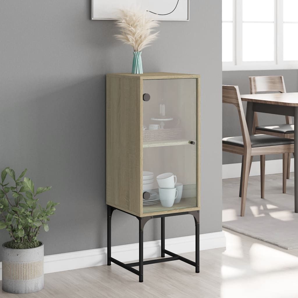 vidaXL Beistellschrank Beistellschrank mit Glastür Sonoma-Eiche günstig online kaufen