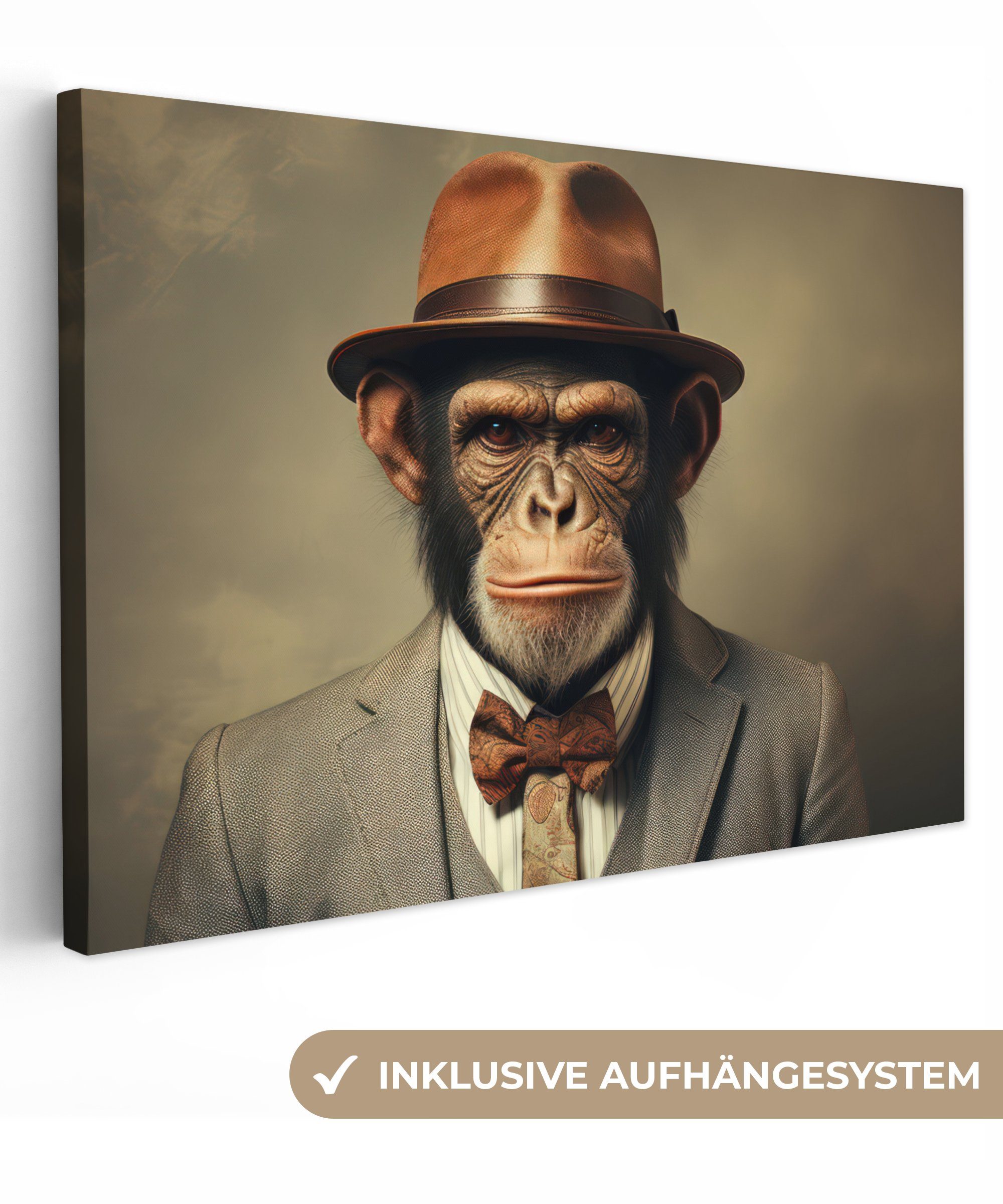 OneMillionCanvasses® Leinwandbild Vintage - Affe - günstig online kaufen