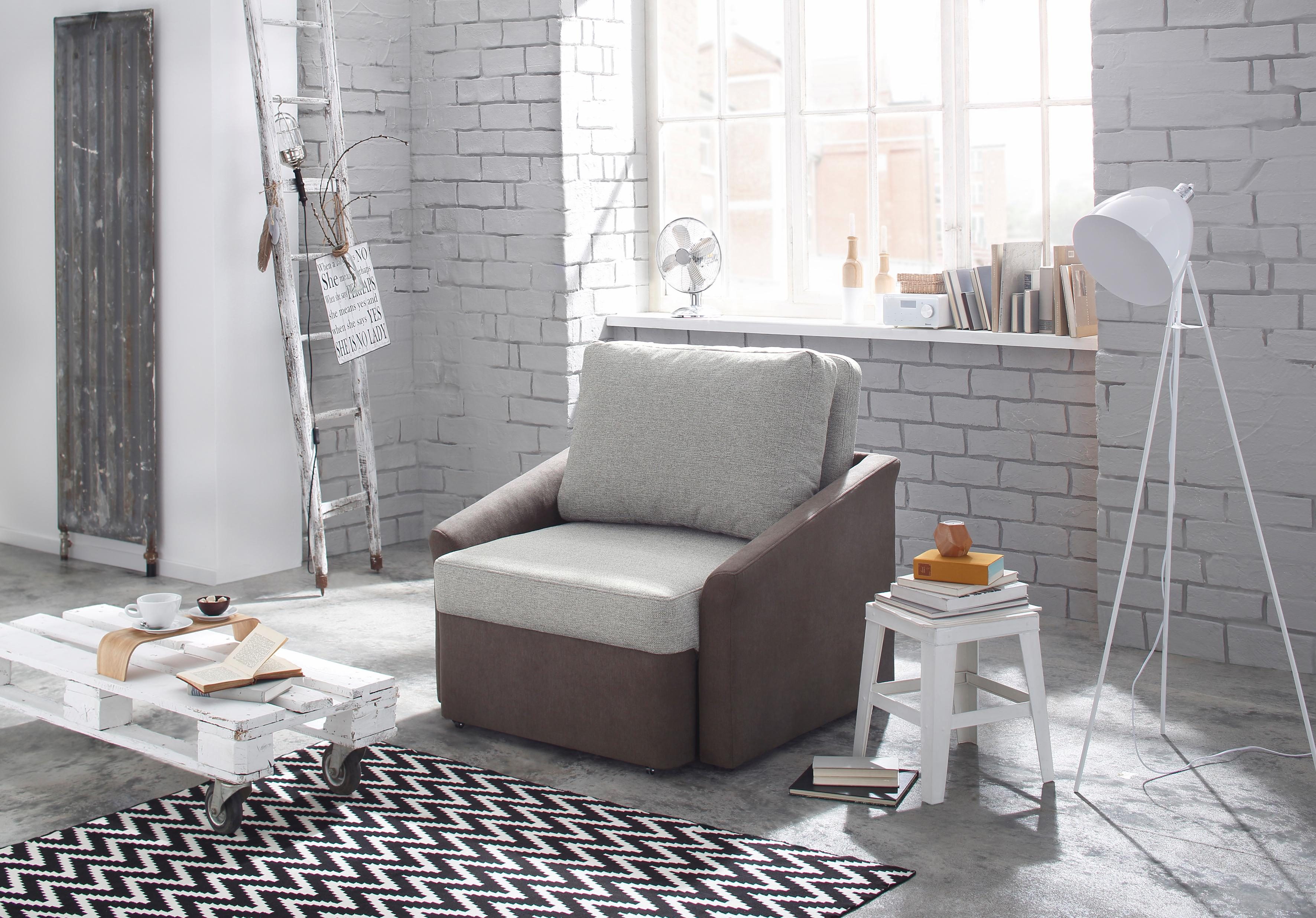Sessel SLEEPY mit Schlaffunktion, in beige/grau