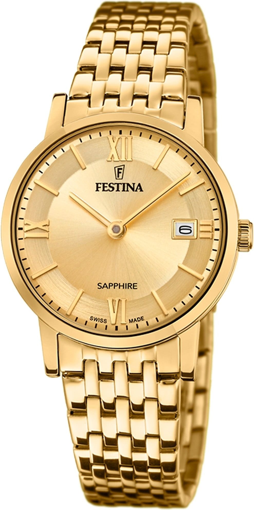 Festina Quarzuhr Festina Damenuhr Edelstahl gold Festina, (Analoguhr), Damen Armbanduhr rund, Edelstahlarmband gold, Elegant