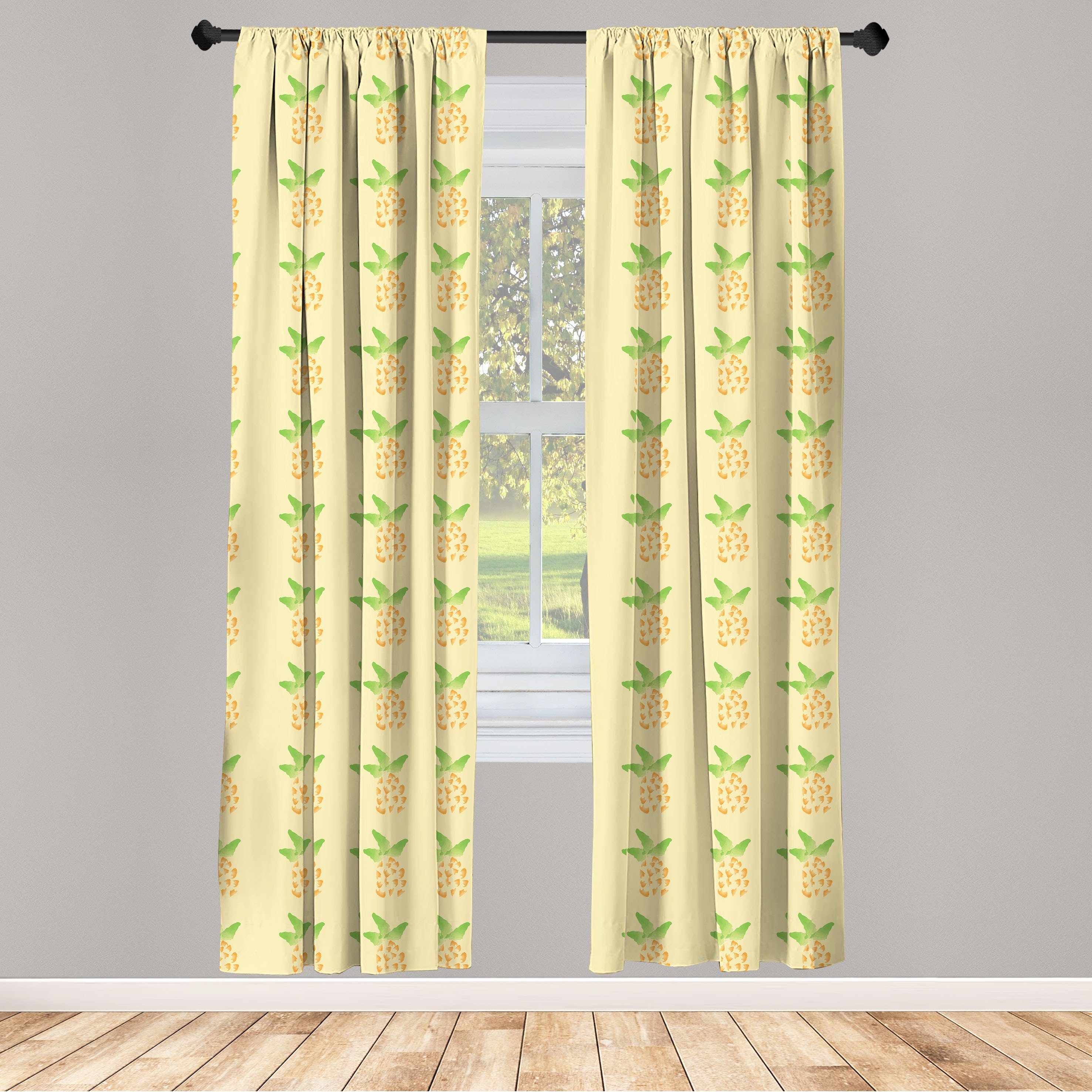 Gardine Vorhang für Wohnzimmer Schlafzimmer Dekor, Abakuhaus, Microfaser, Jahrgang Aquarell Ananas