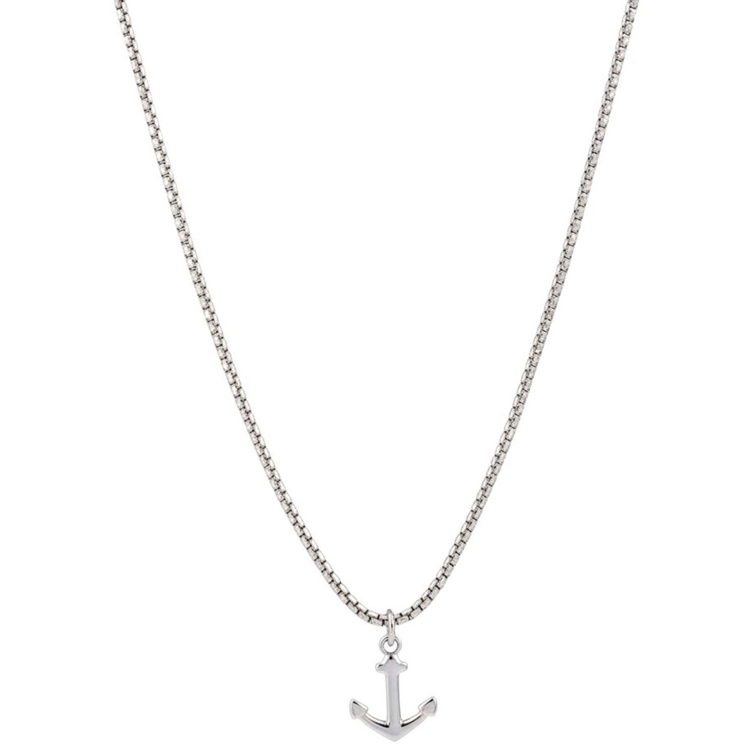 KARMA Kette mit Anhänger Halskette Anker Silber od. Gold 48 cm (wasserfest hypoallergen, 1-tlg), Edelstahl Ankerkette Unisex