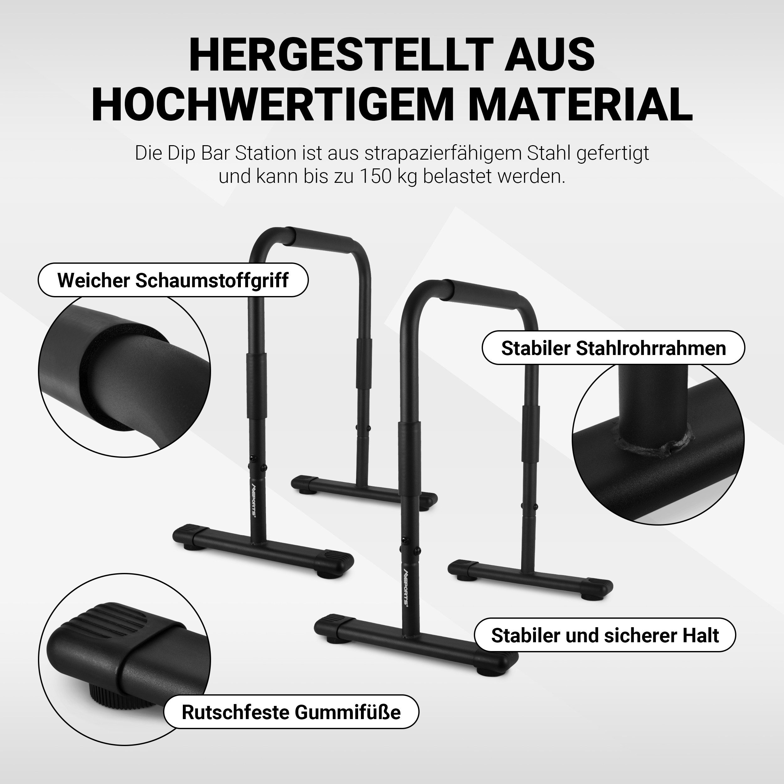 MSports® Liegestützgriffe Dip Barren Fitness Parallettes (Paar) 80x65 cm