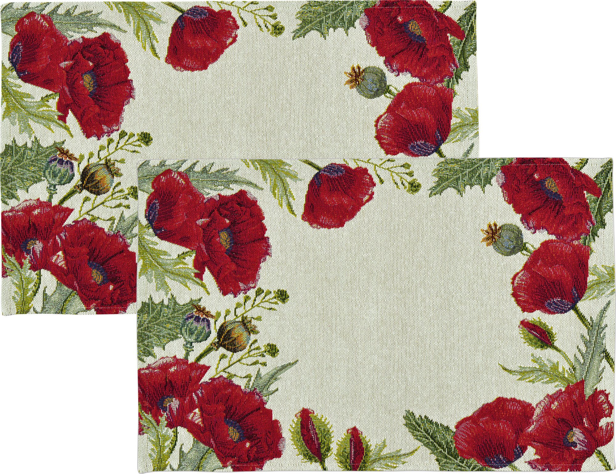sander table + home Platzset Tischset "Poppy fields" 2er-Pack, Gobelin Blumen
