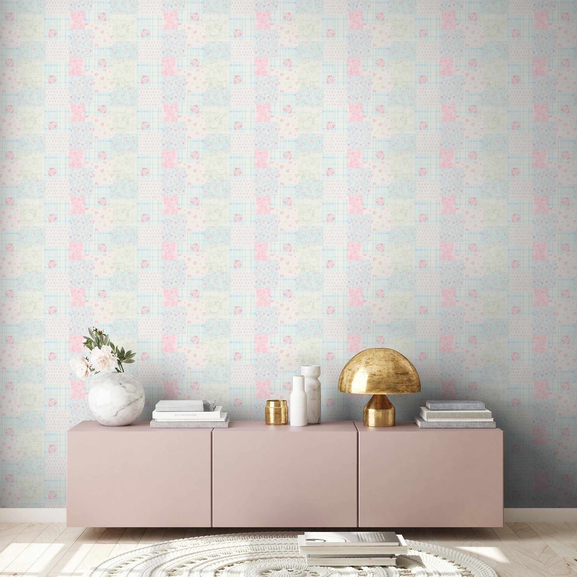 Bricoflor Vliestapete im Vintage Shabby Chic Romantische Patchwork Tapete P günstig online kaufen