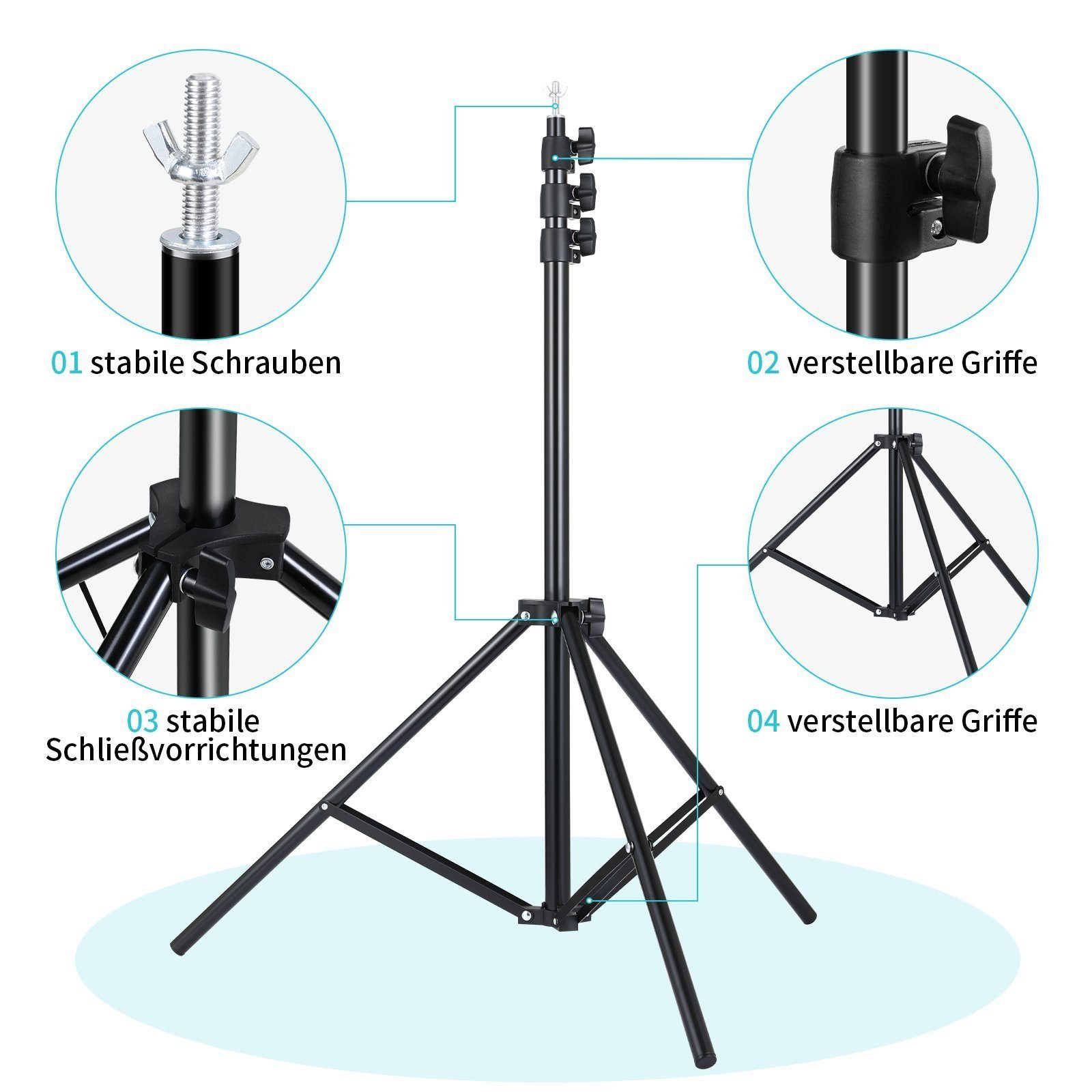 TLGREEN Hintergrundsystem Fotohintergrund Ständer, Verstellbarer Hintergrundsystem, 2.6×3m,Höhenverstellbar mit Hintergrundclip und Sandsack