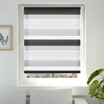 Doppelrollo rollos für Fenster ohne Bohren 130cm, OUBO, Lichtschutz, freihängend, mit Klemmträger, Klemmfix, livhtdurchlässig und verdunkelnd