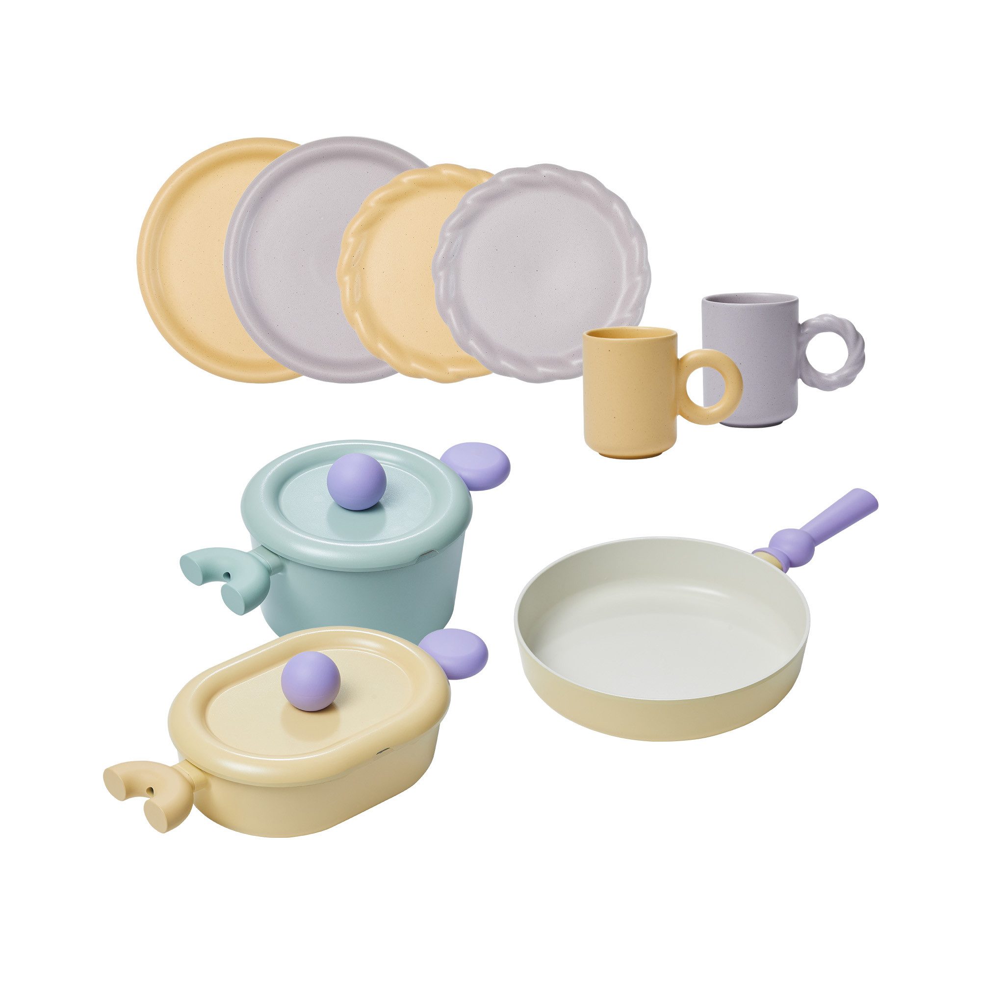 NEOFLAM® Geschirr-Set Better Finger Kochgeschirr Set, 9tlg. (9-tlg), Aluminiumguss, Keramik, Aus Aluminiumguss und Keramik, Hervorragende Wärmeleitfähigkeit