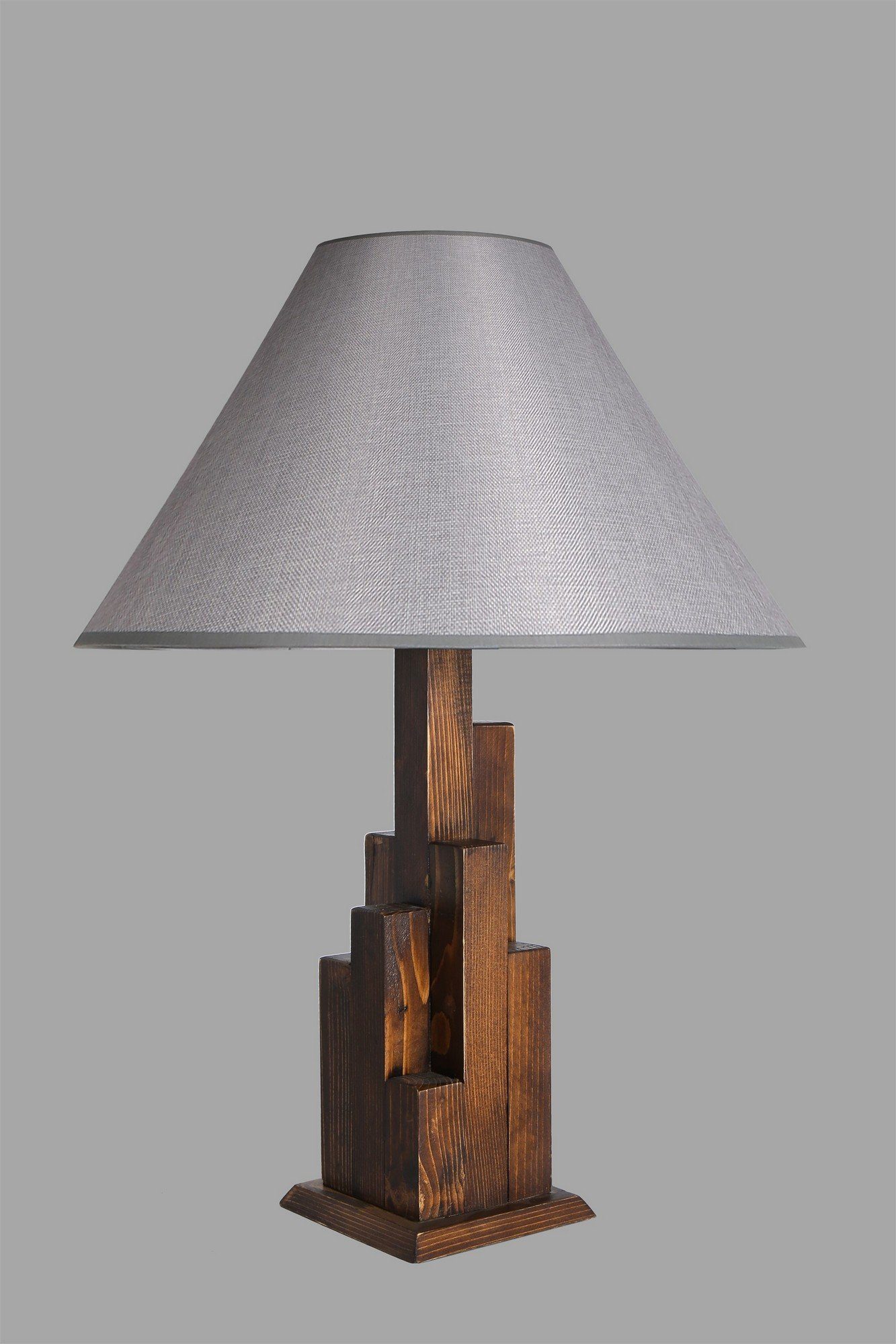 Opviq Schreibtischlampe Lun, Nussbaum,Grau, 14 cm 14 x