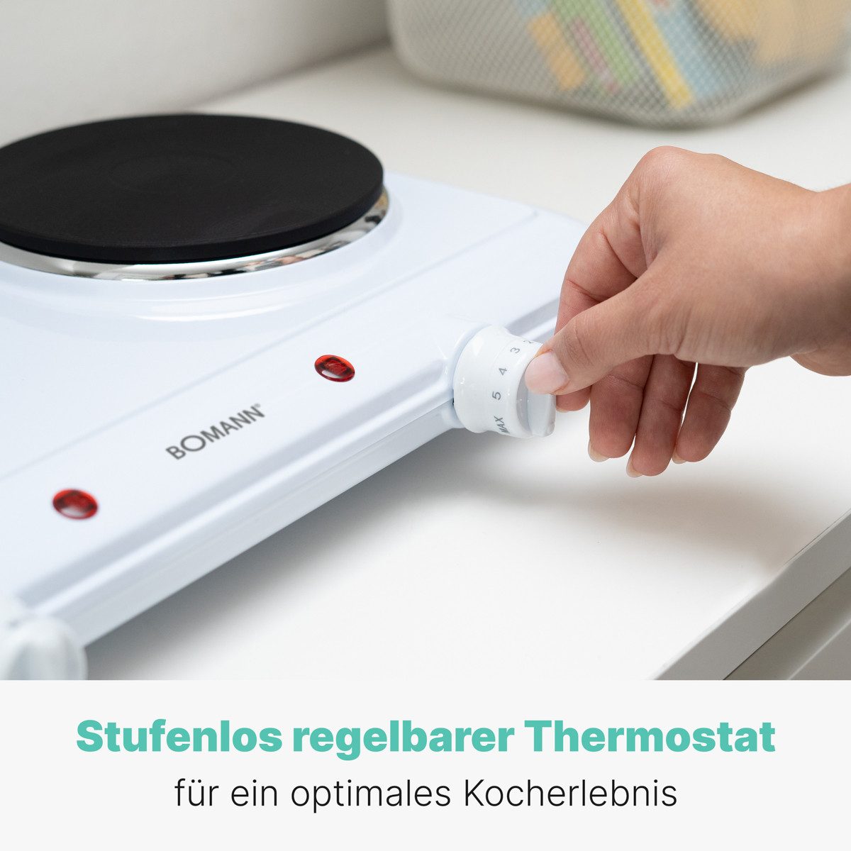BOMANN Doppelkochplatte DKP 5028 CB, stufenlos regelbare Thermostate, 2 Kochplatten