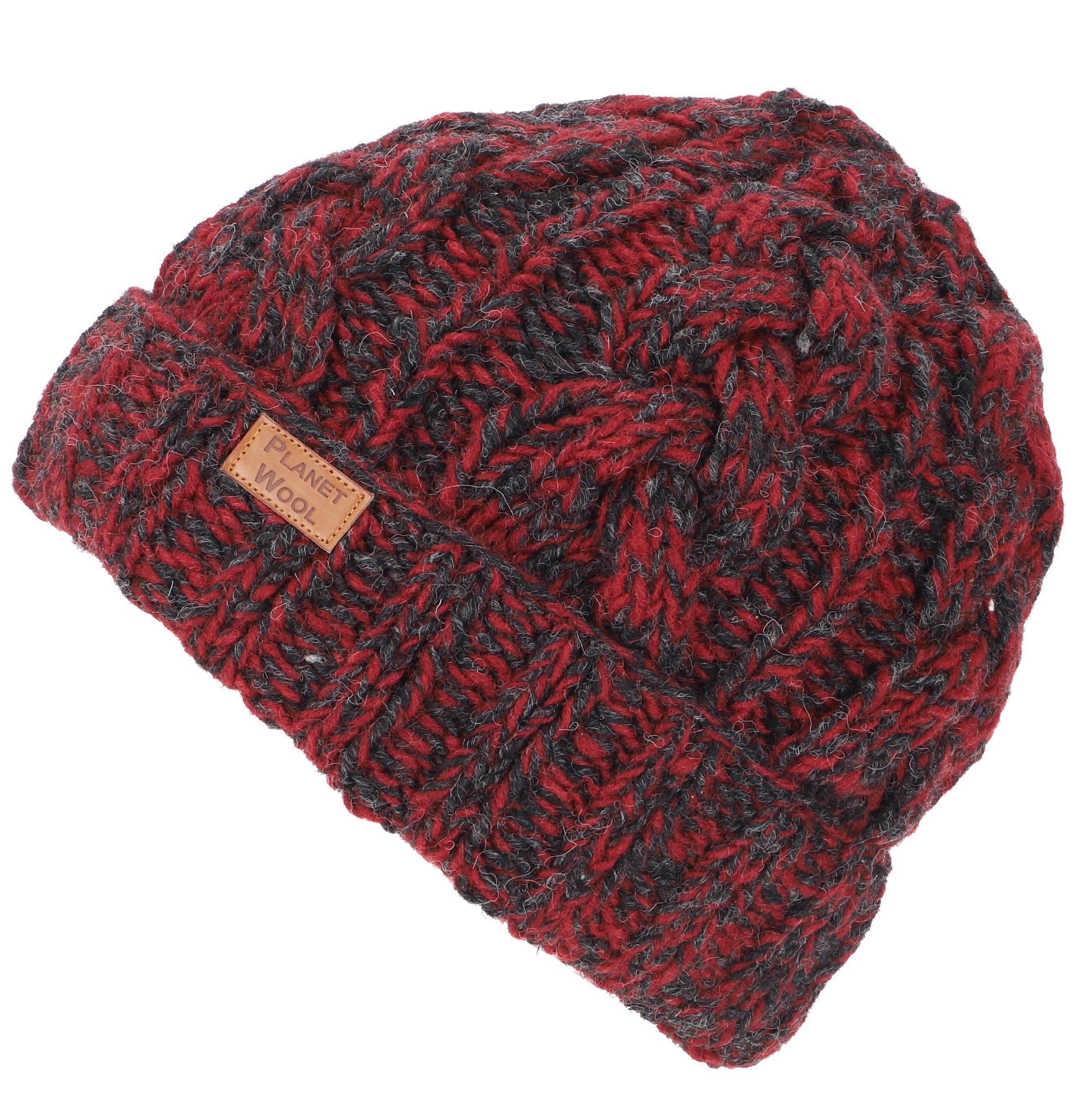 Strickmütze Beanie Mütze aus Nepal, Wollmütze, Schurwolle -..