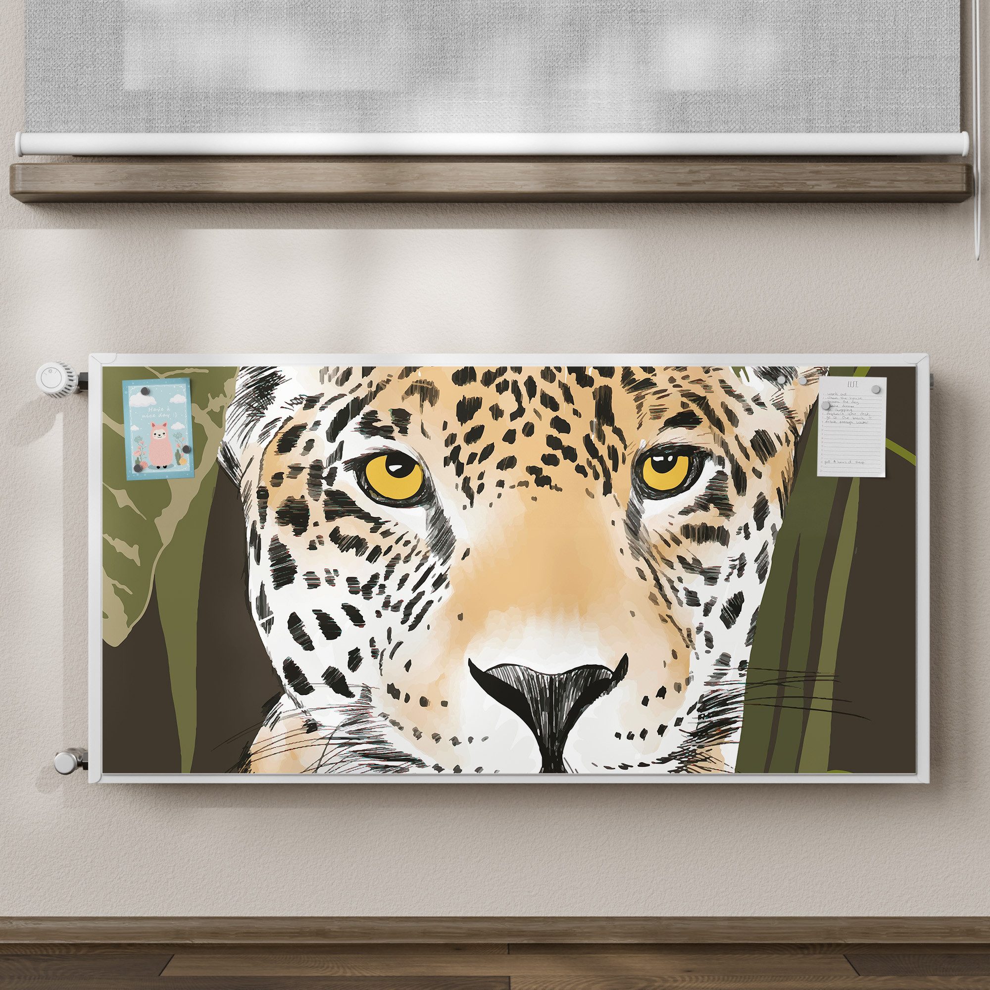Thumbnail - DEQORI Magnetfolie 'Blick des Leoparden', beschreibbar Heizung Magnetmatte magnetisch Magnetfolie