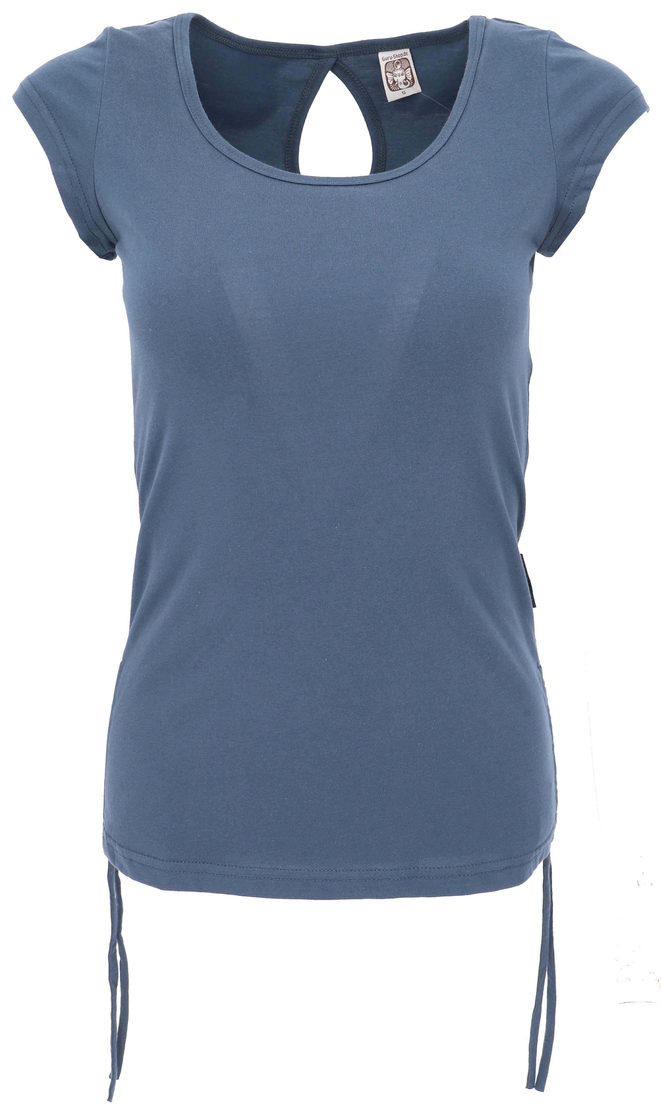 Guru-Shop T-Shirt Yoga T-Shirt aus Bio-Baumwolle - taubenblau alternative B günstig online kaufen