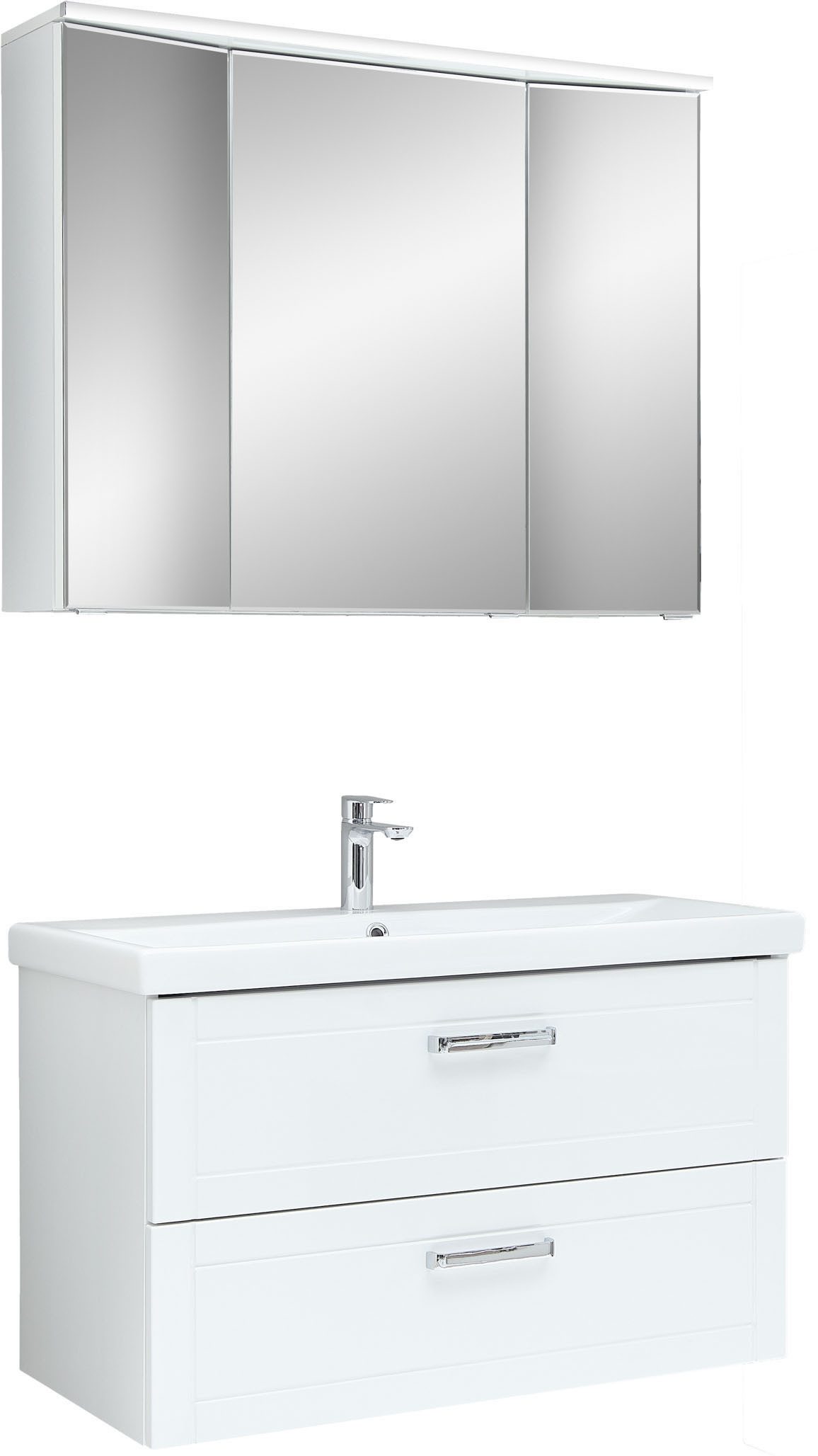 Badmöbel-Set Serie 3007, Waschtisch mit Spiegelschrank