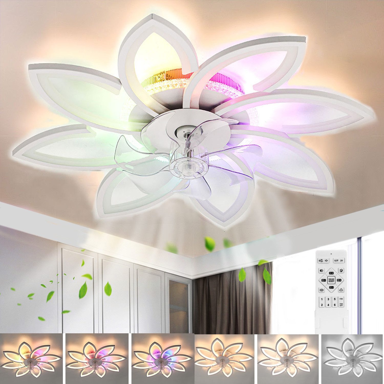 LETGOSPT Deckenleuchte 54W Blütenform LED Deckenlampe günstig online kaufen