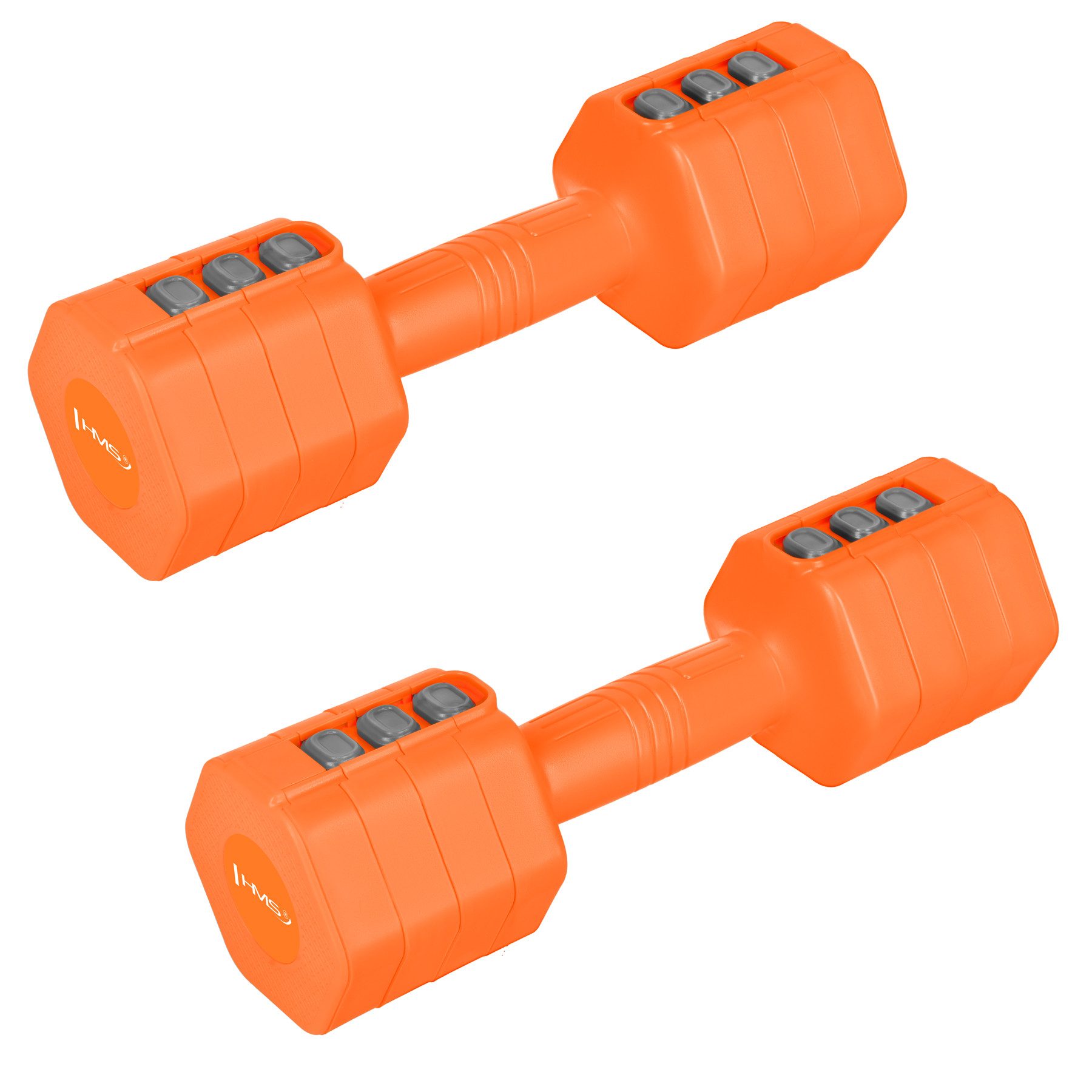 HMS Hantel Kurzhantelset Gewichtsset Krafttraining, (Spar-Set, 27 x 8 x 8 cm sechseckig), verstellbar 1-2,5 kg, HEX-Form, griffiger Handbereich
