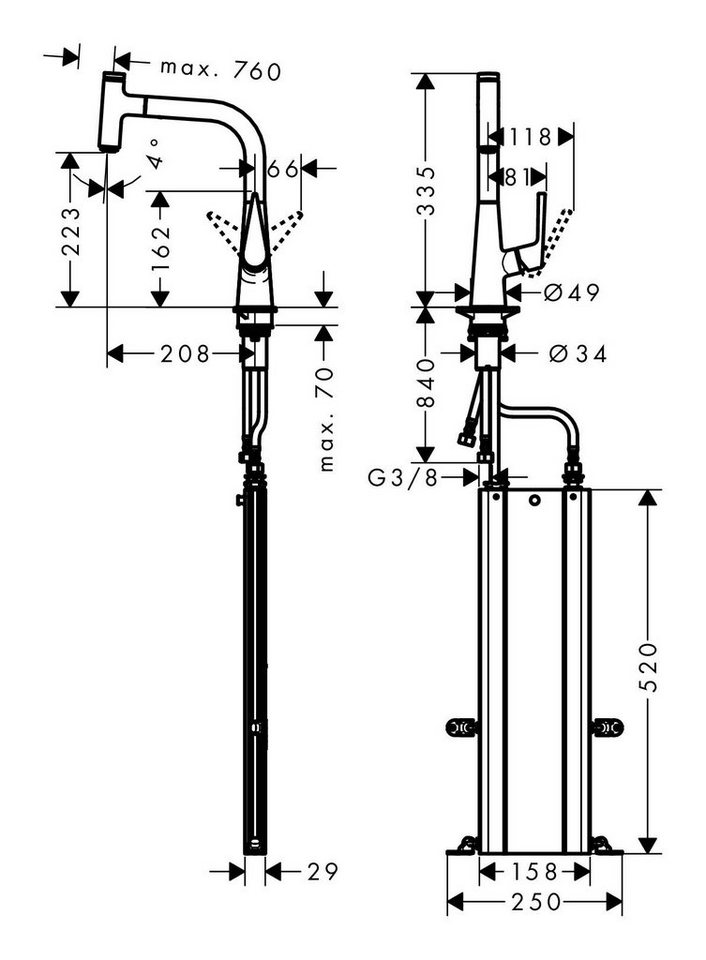 Thumbnail - hansgrohe Küchenarmatur Talis Select M51 Einhebel-Küchenmischer 220 1jet mit Ausziehauslauf und sBox - Chrom
