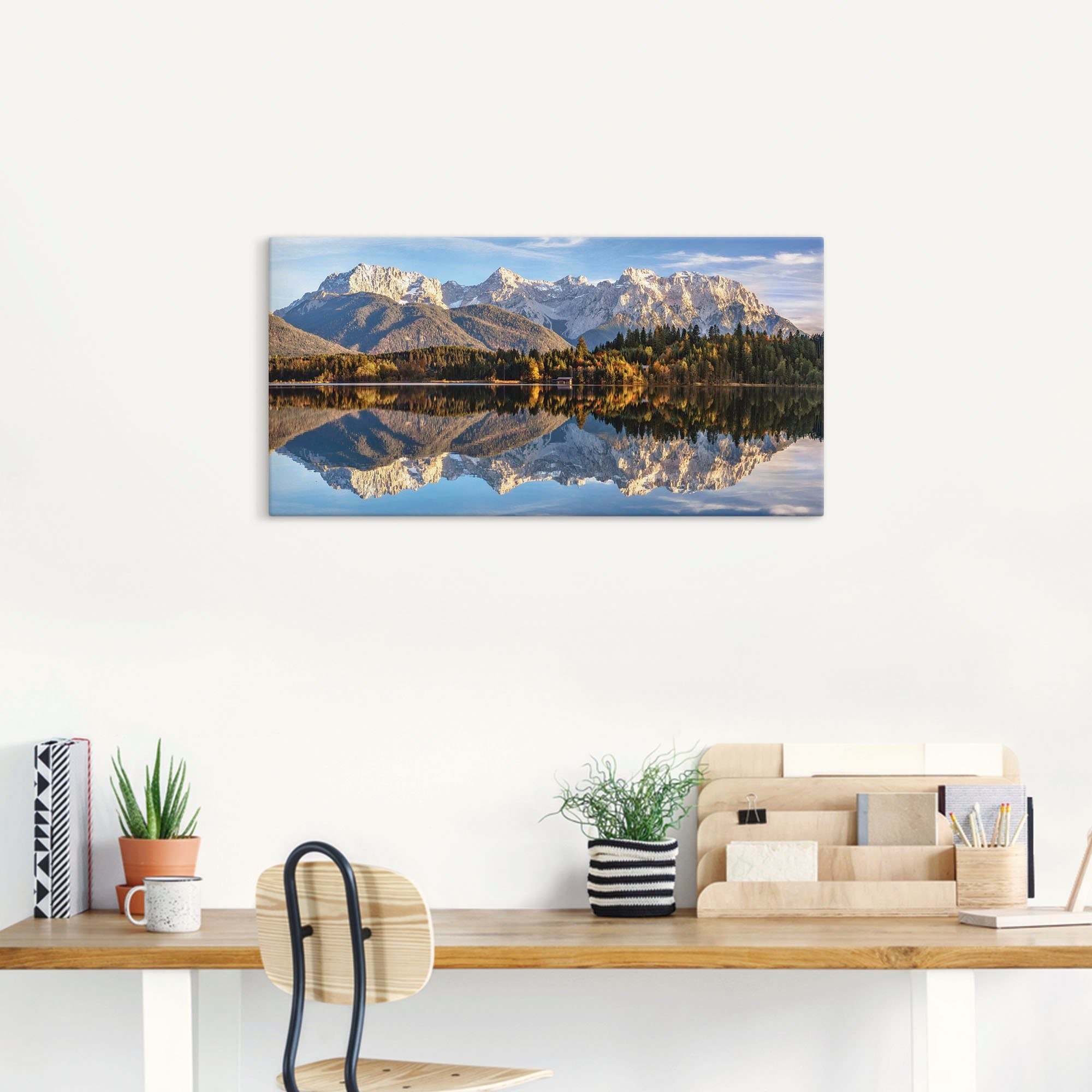 Artland Leinwandbild Karwendelblick am Barmsee, Berge & Alpenbilder (1 St), auf Holzrahmen gespannt